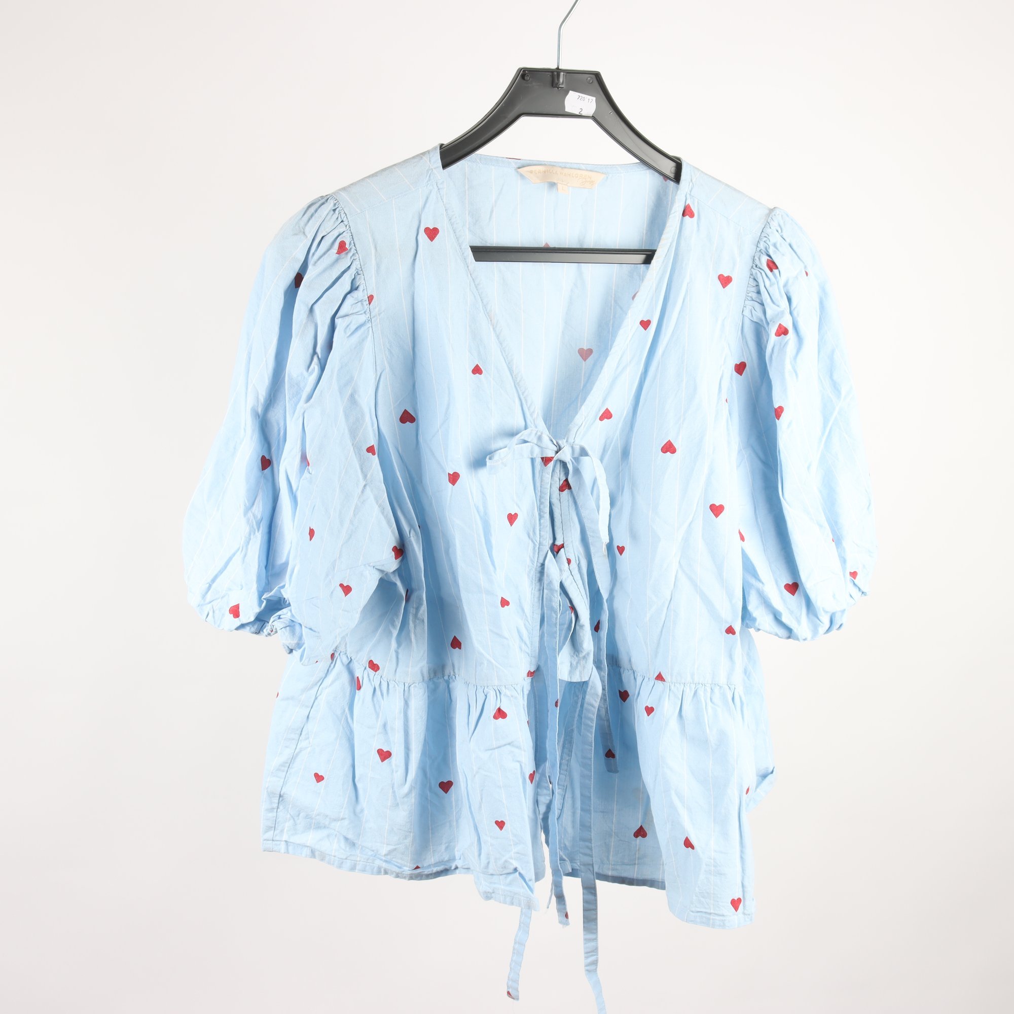 Blus, Pernilla Wahlgren, blå, hjärtan, stl. L