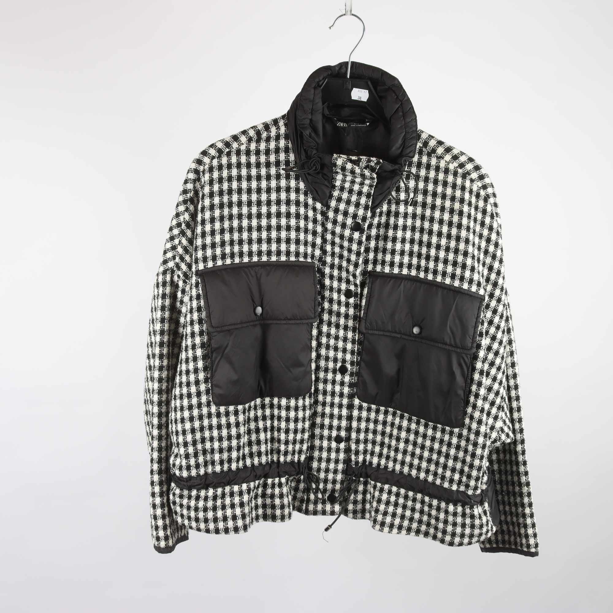 Jacka, Zara, svart, vit, rutig, stl. M