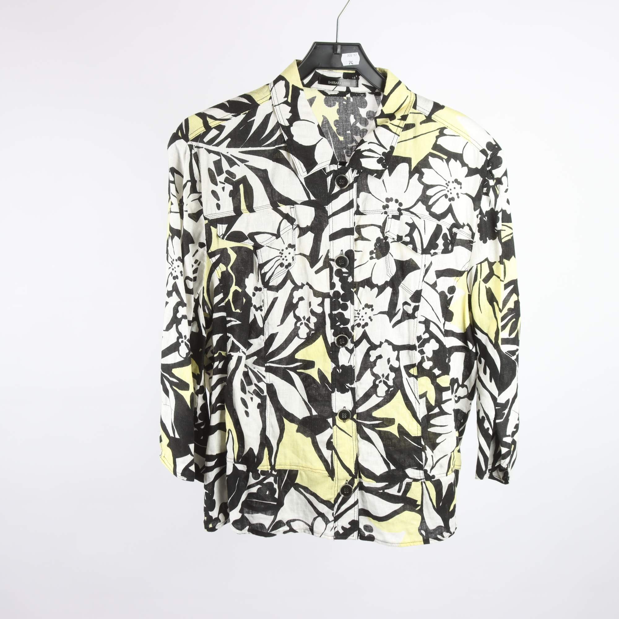 Blus/skjorta, Barbara Lebek, vit, gul, svart, mönstrad, stl. 46