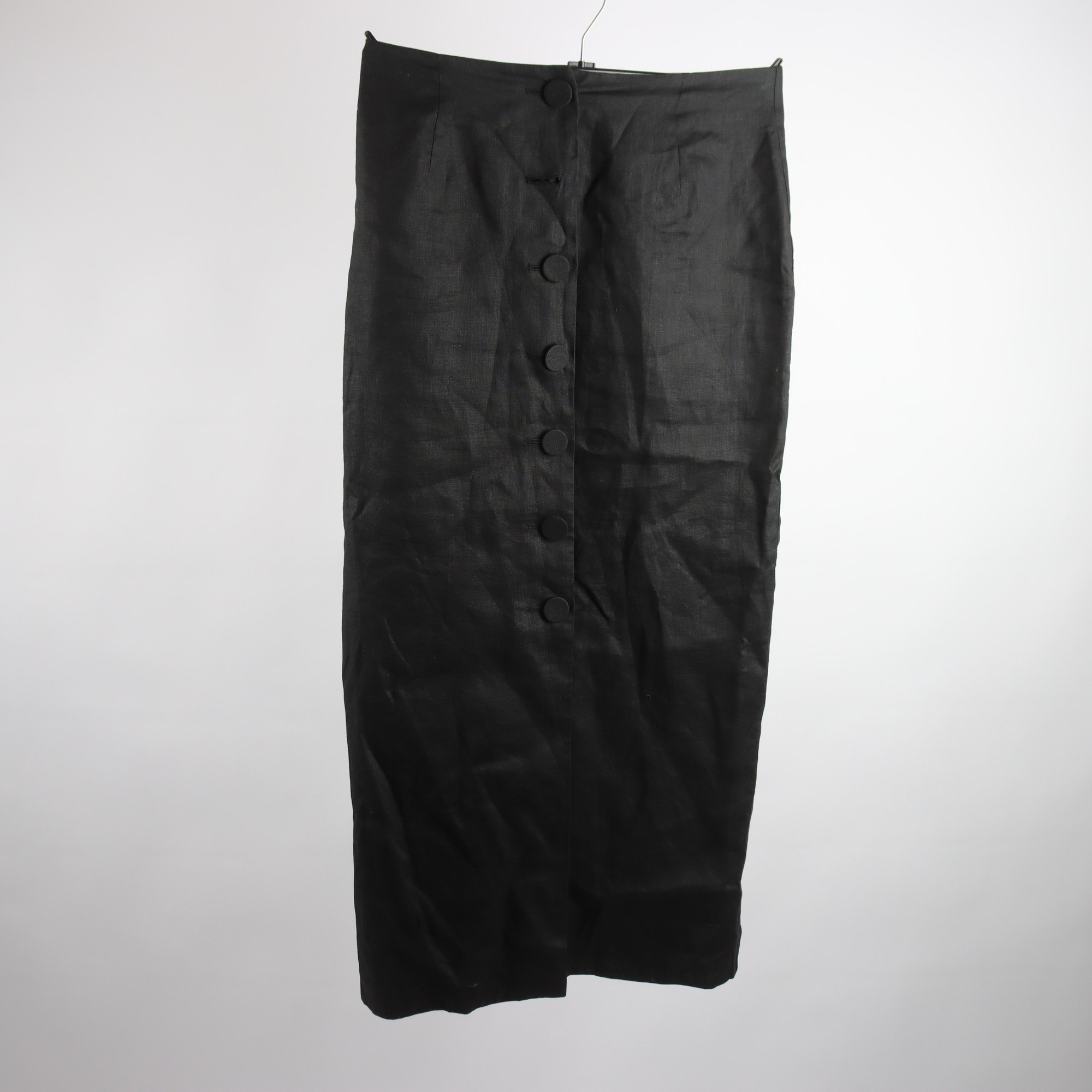 Kjol, H&M, svart, 100% linne, stl. 38