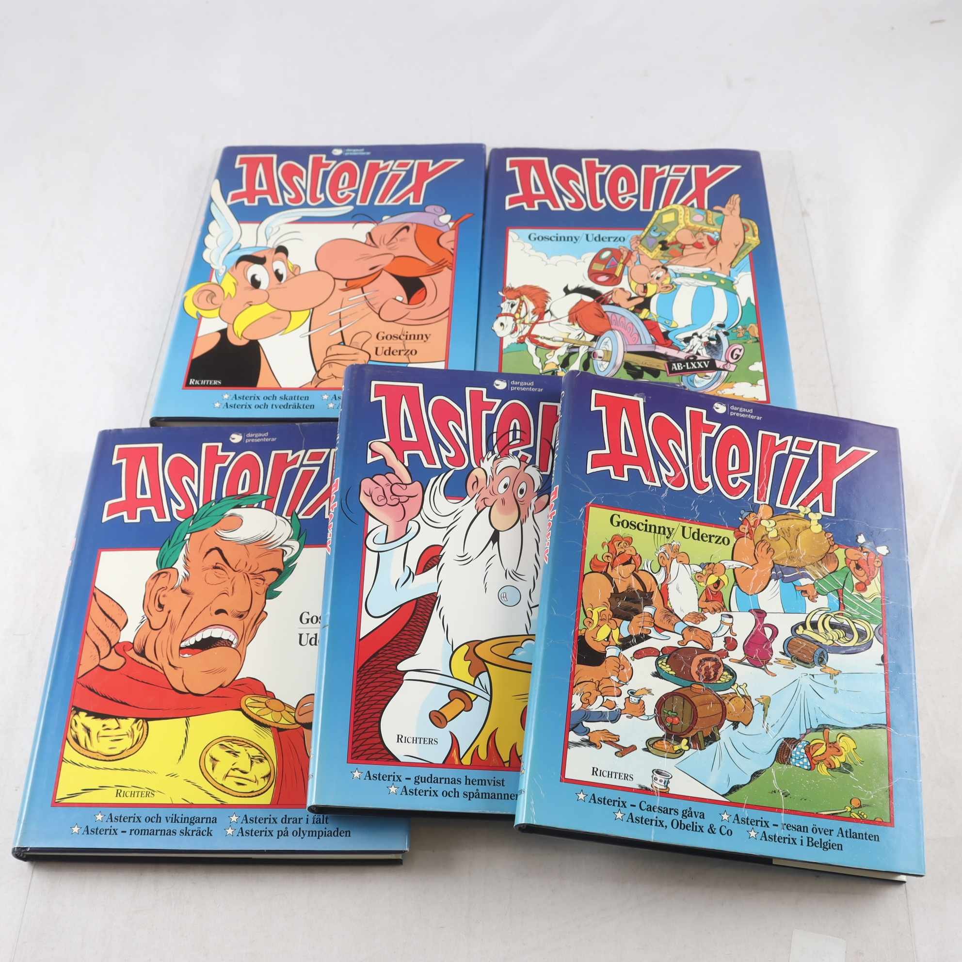 Asterix, bokpaket med 5 inbundna volymer