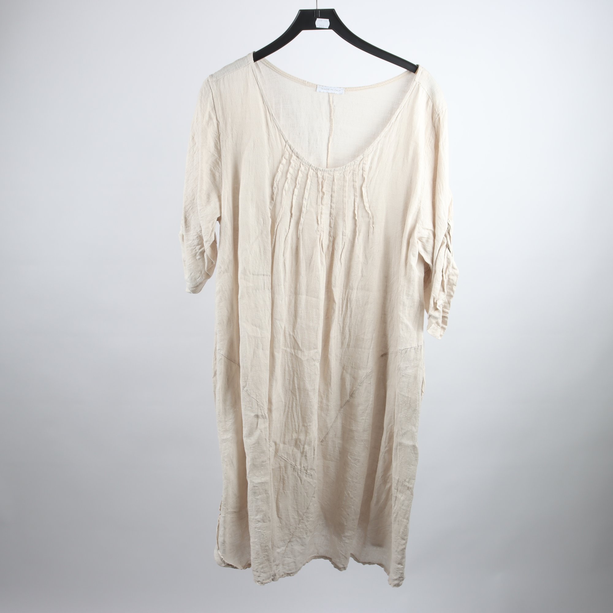 Klänning, Made in Italy, beige, 100% lin, stl. one size.