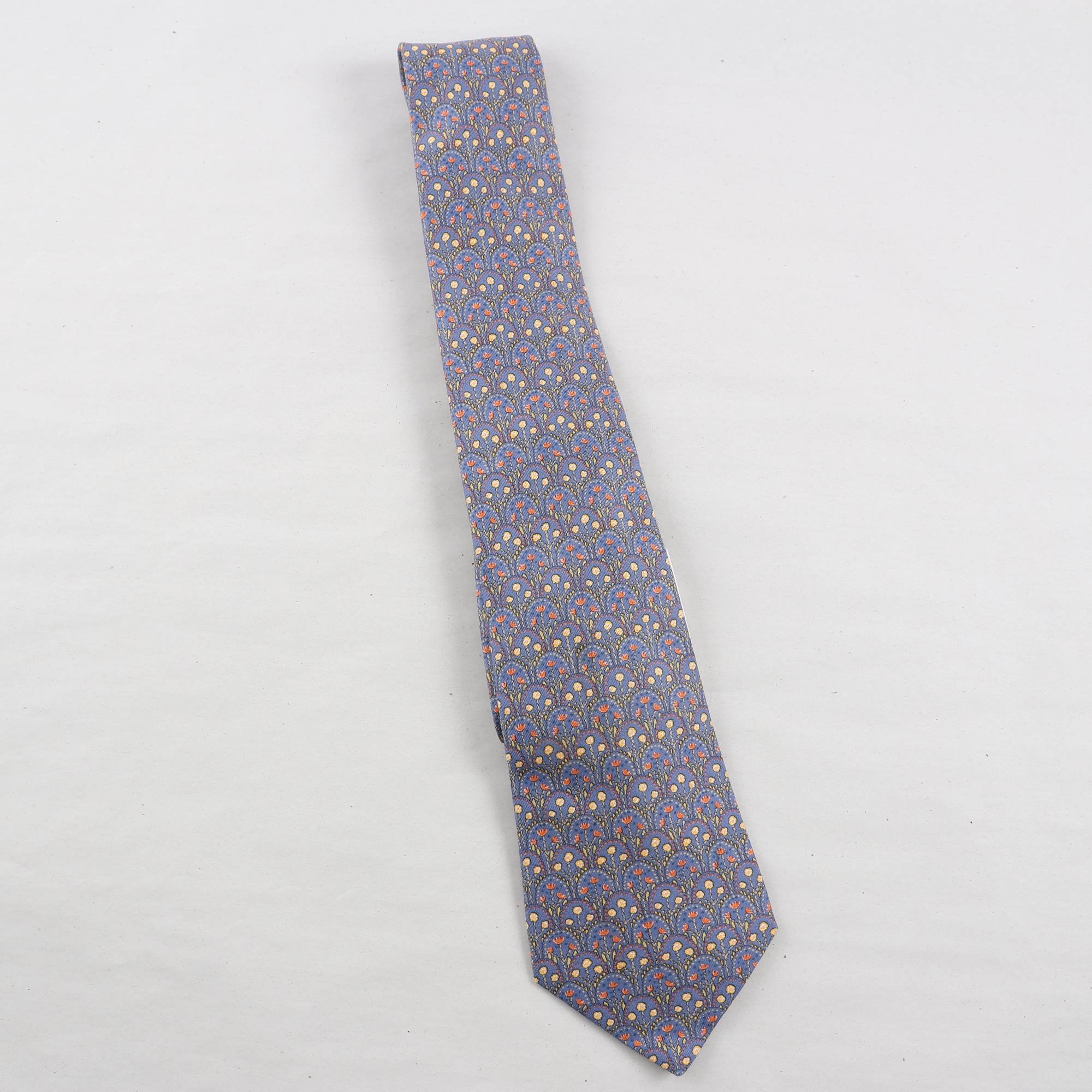 Slips, Hermès, blå, mönstrad, 100% silke