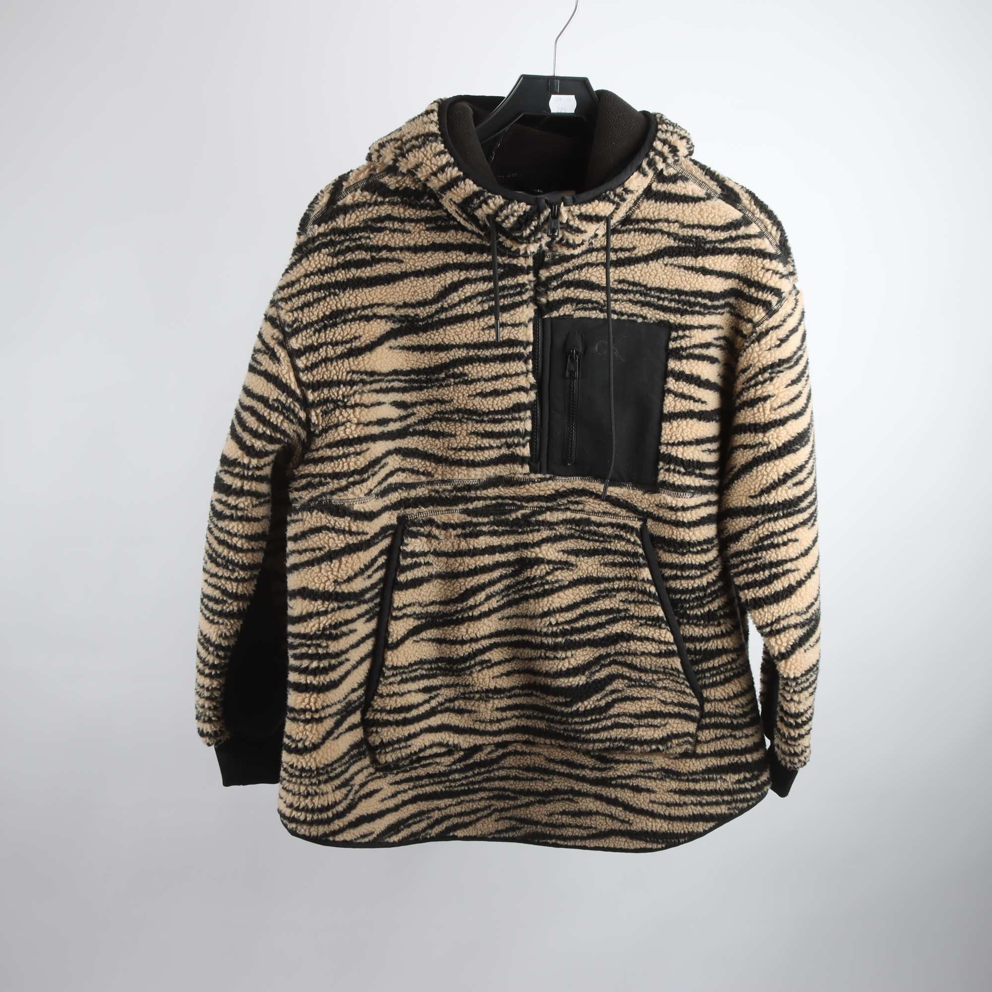 Anorak, Calvin Klein, beige, svart, pile, stl. XS.