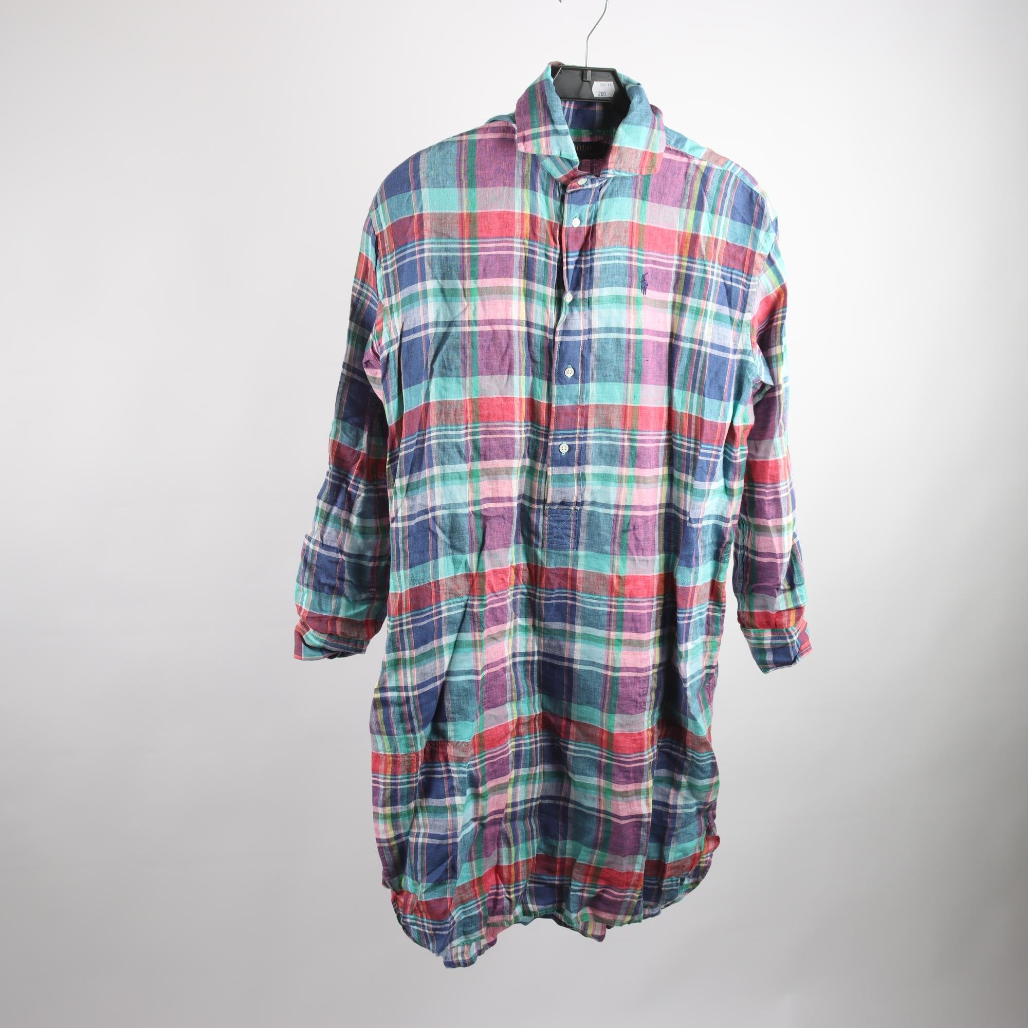 Klänning, Polo Ralph Lauren, flerfärgad, rutig, 100% linne, stl. 2 (XS)