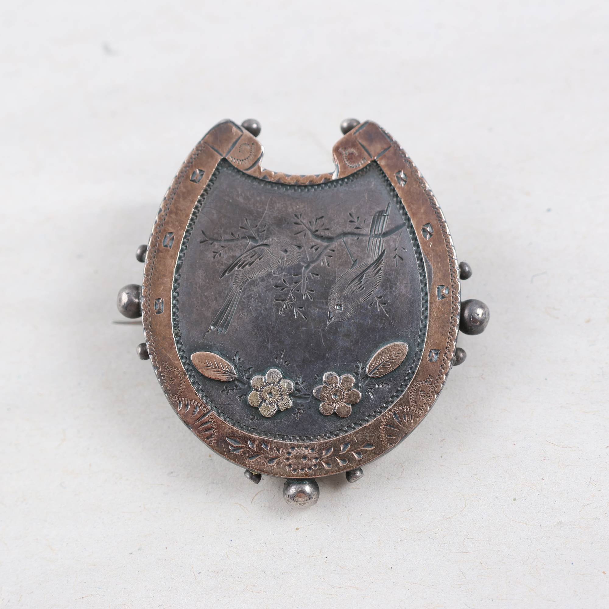 Brosch, hästsko, vintage, silver.