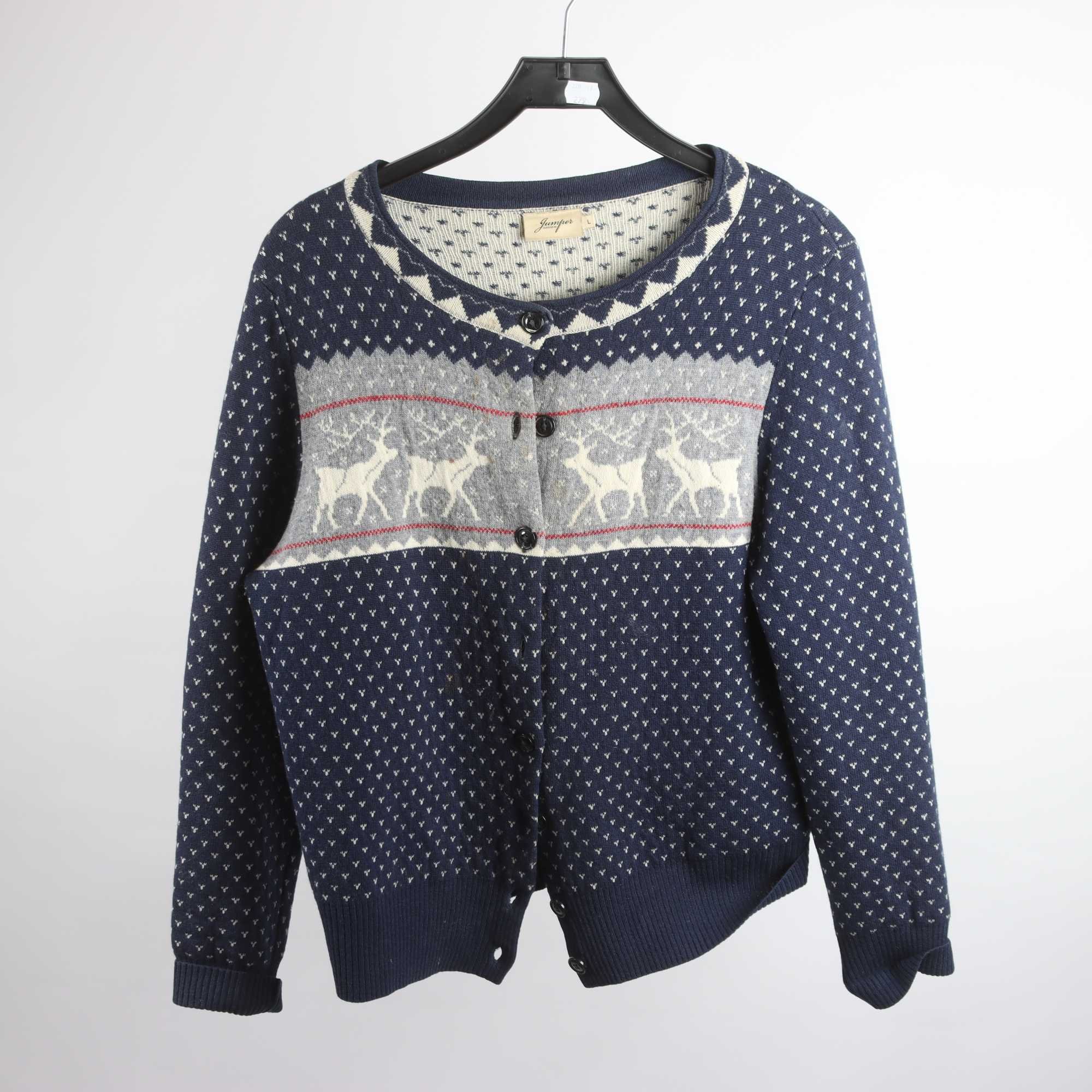 Kofta, Jumperfabriken, blå, 100% ull, stl. L.