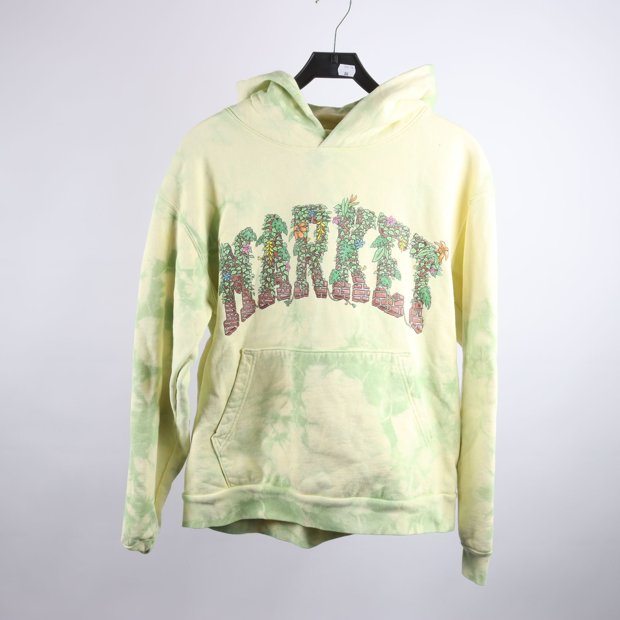 Hoodie, Marhet, gul, mönstrad, stl. M