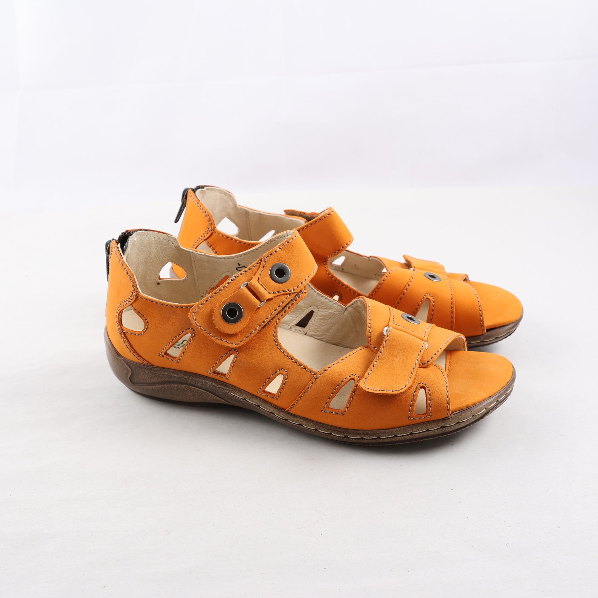 Sandaler, Waldläufer, orange, skinn, stl. US 7.