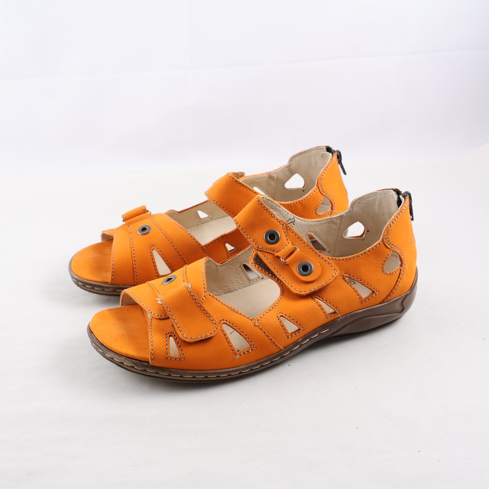 Sandaler, Waldläufer, orange, skinn, stl. US 9,5.
