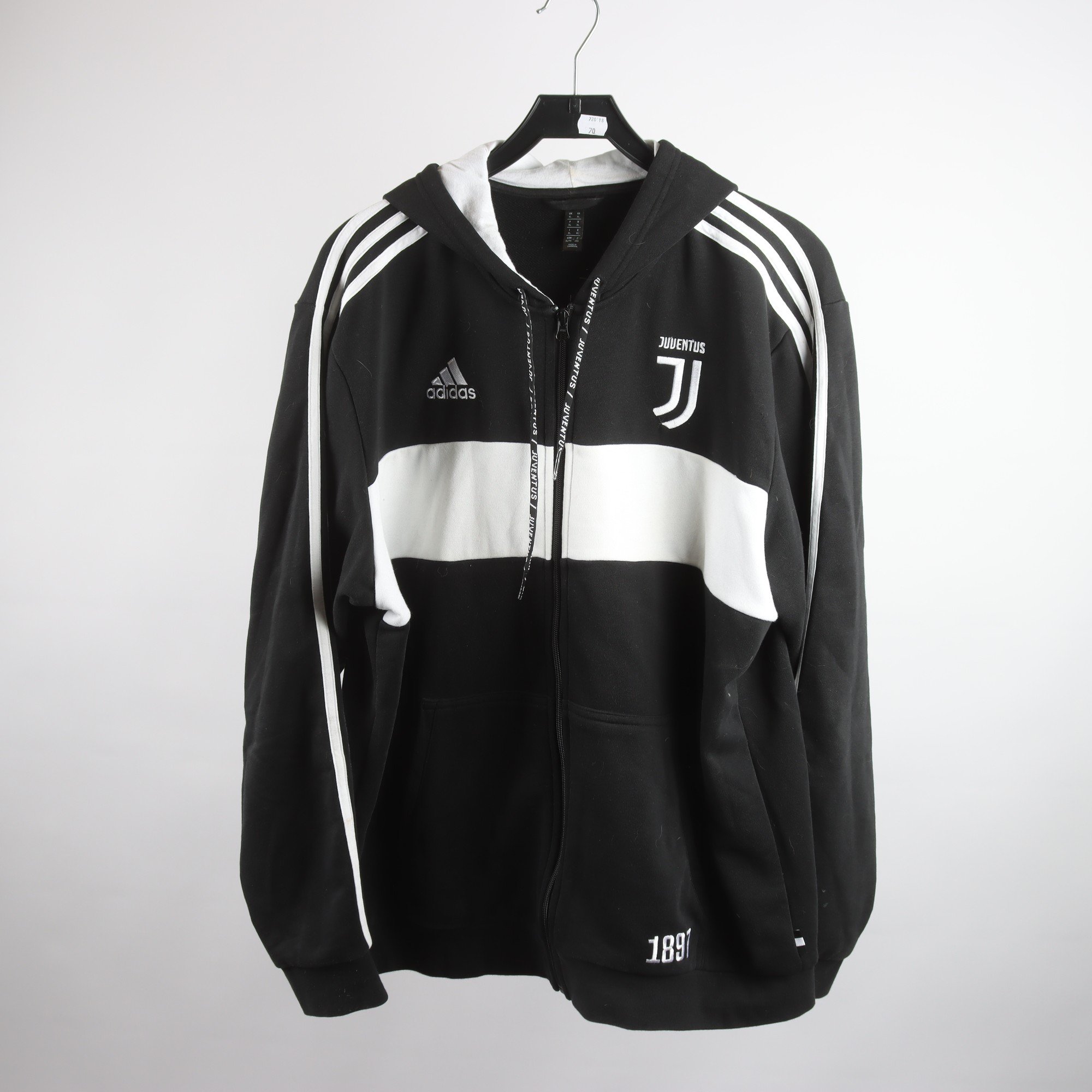 Hoodie, Adidas, Juventus, svart, vit, stl. XL