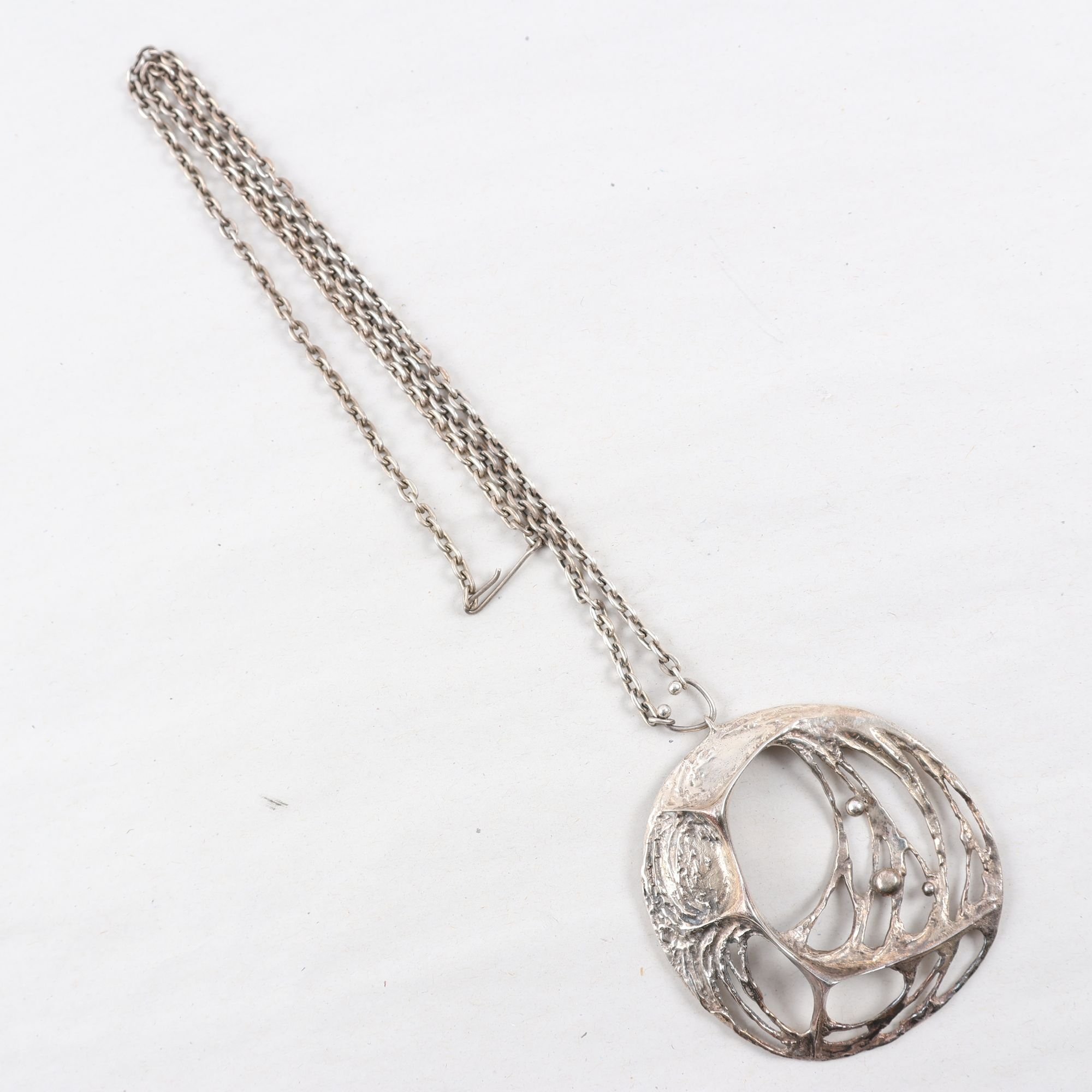 Halsband, silver 830, ”Spiderweb”, Karl Laine, Finland, vintage, vikt: 44.3g