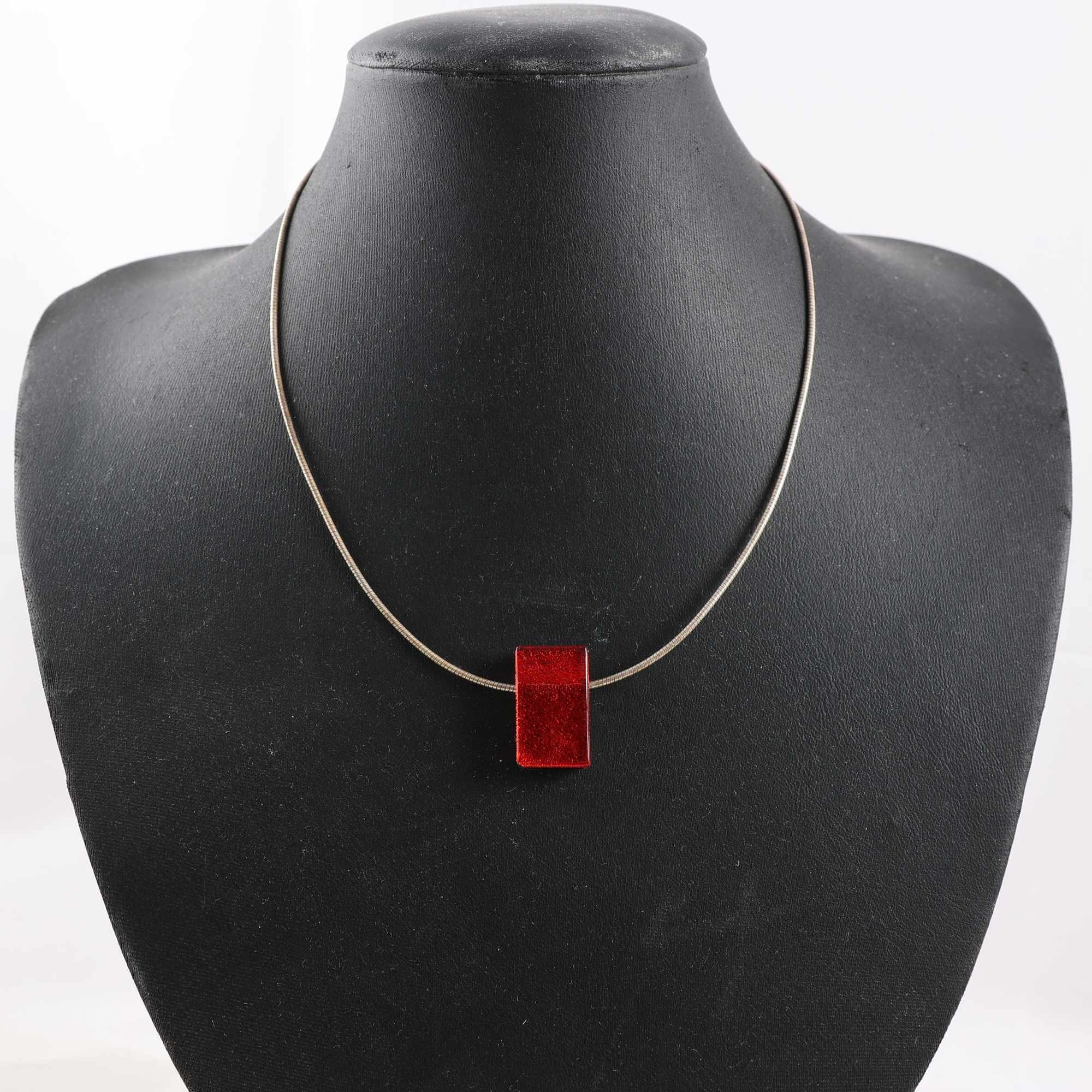 Halsband & hänge, silver, glas, brv: 12.8g