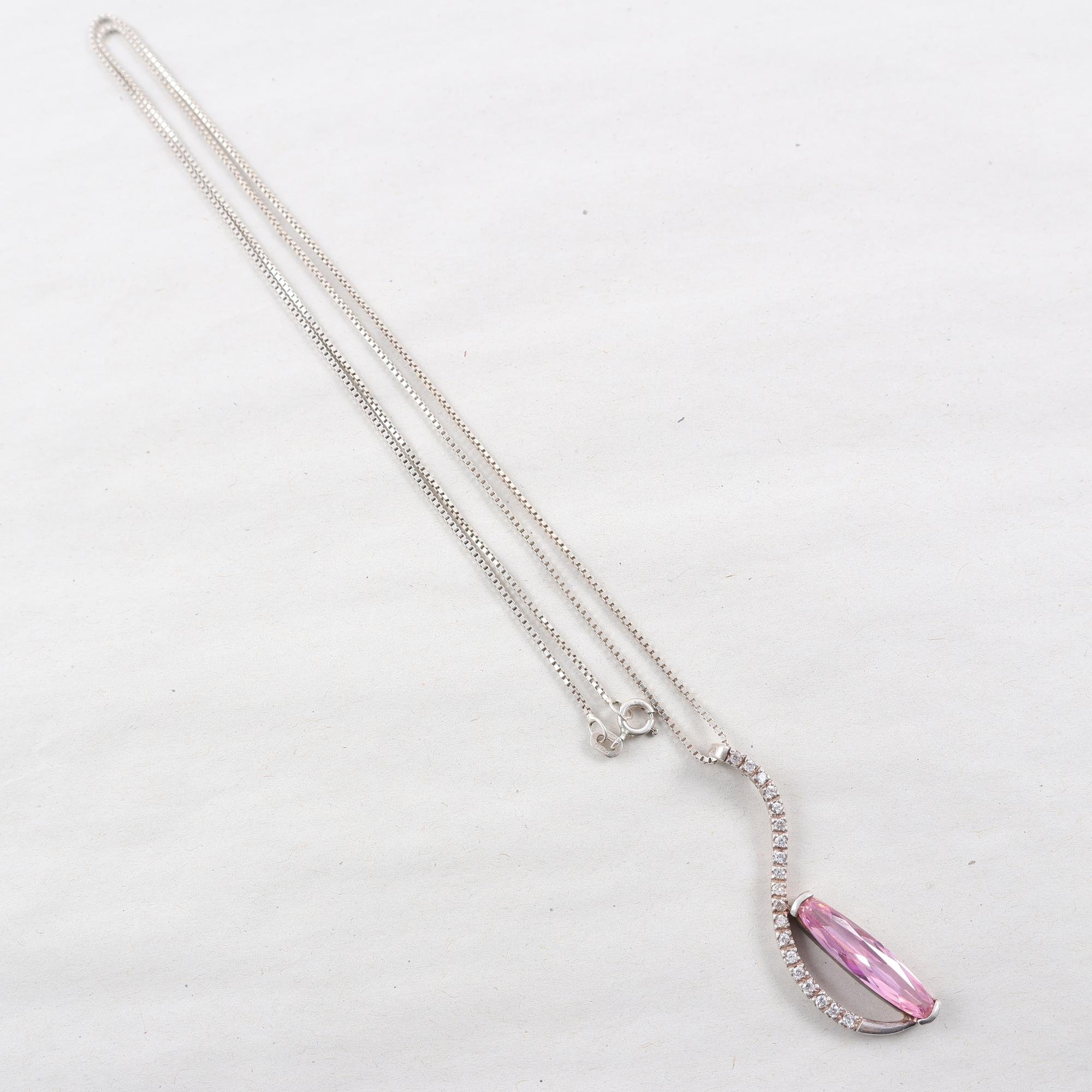 Halsband & hänge, silver, glas, markasiter, brv: 11.1g
