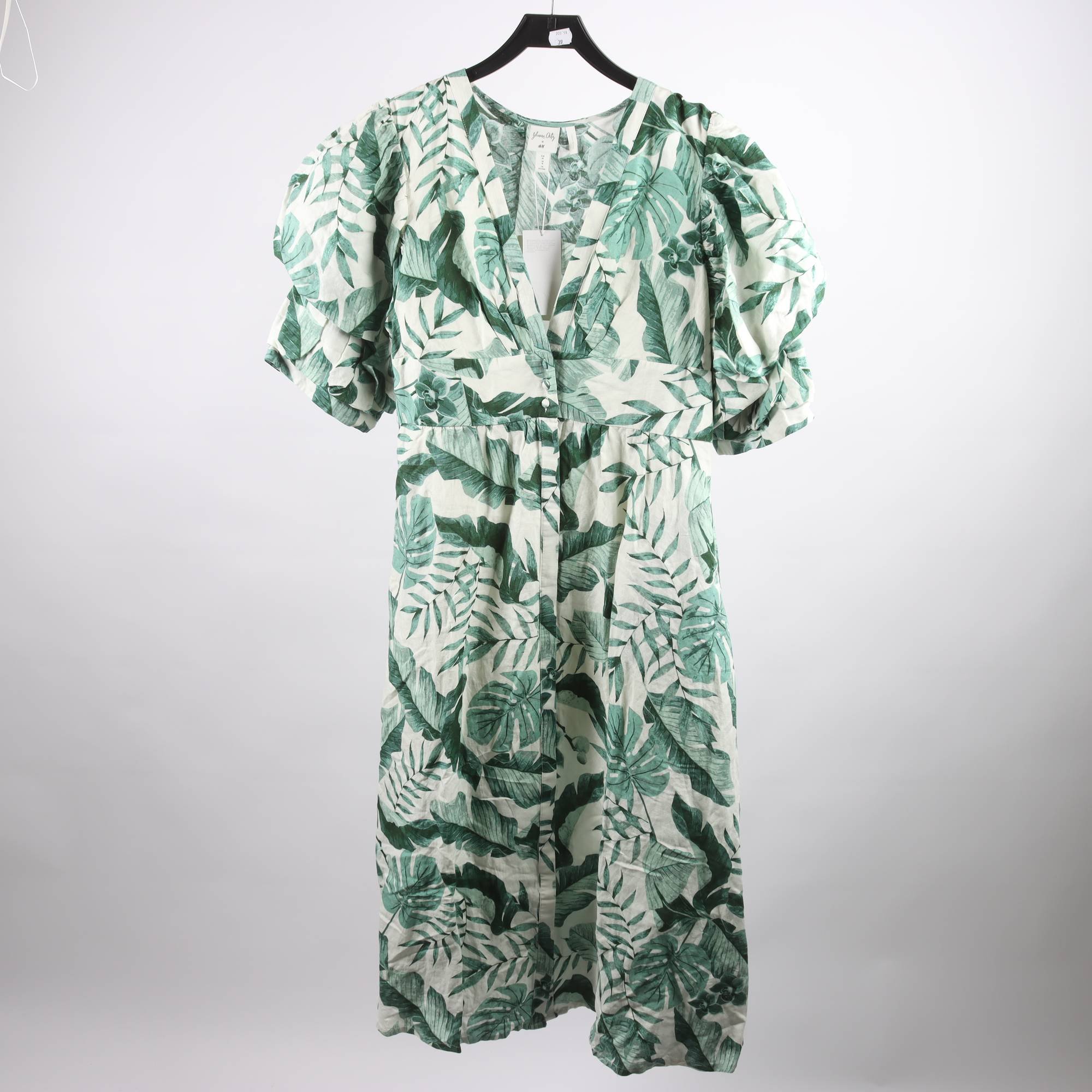 Klänning, Johanna Ortiz x H&M, grön, vit, stl. 46