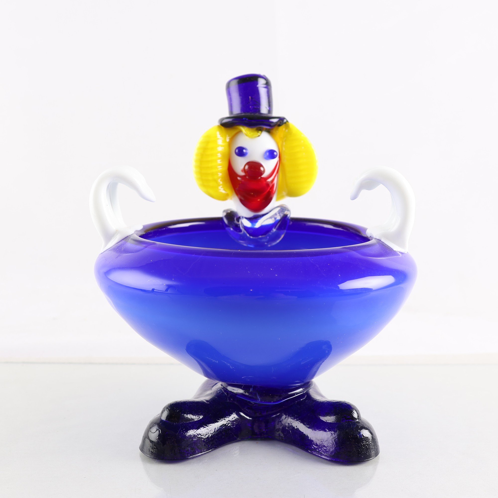 Skål, Murano, ”clown”, glas. Samfraktas ej.