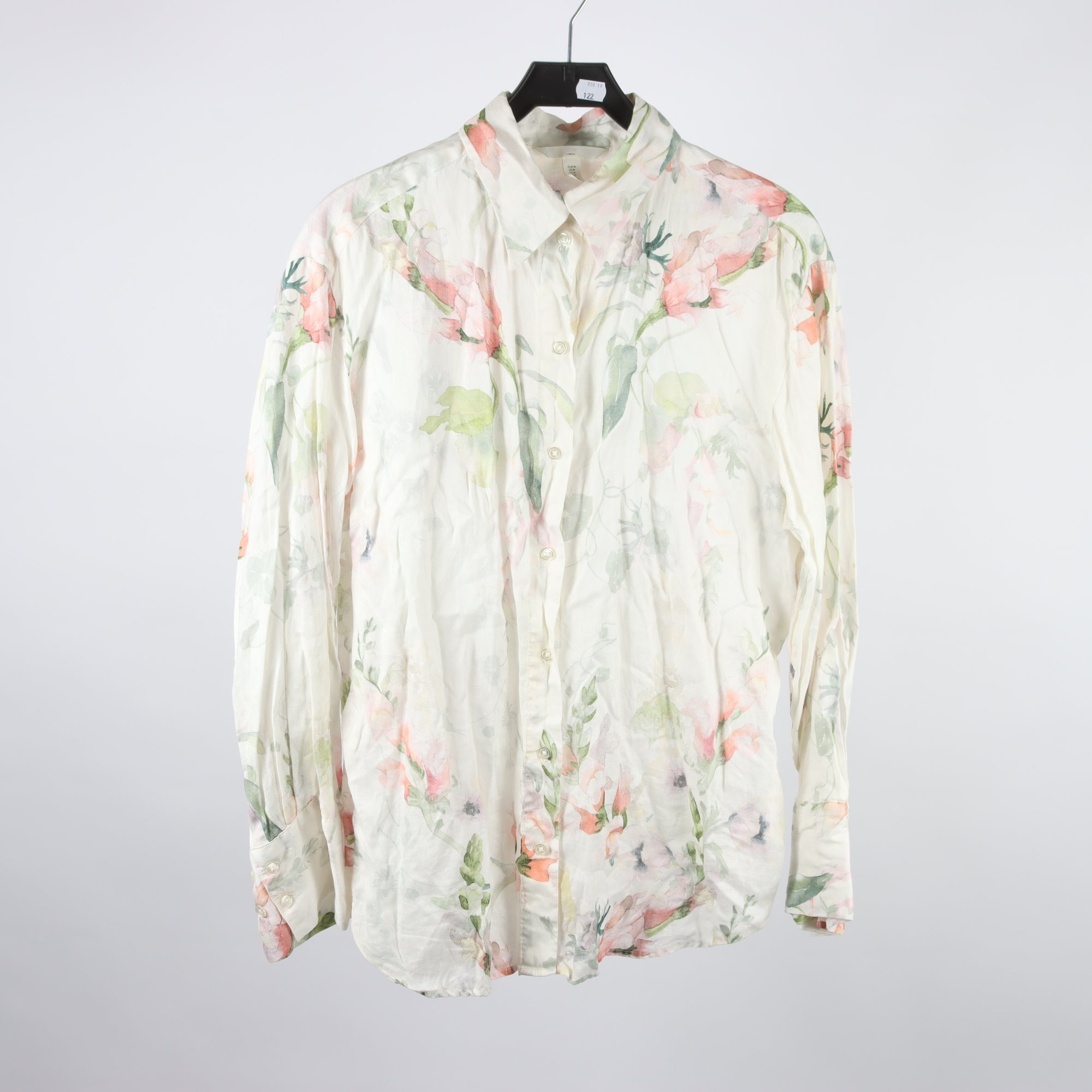 Blus, H&M, mönstrad, 100% linne, stl. M
