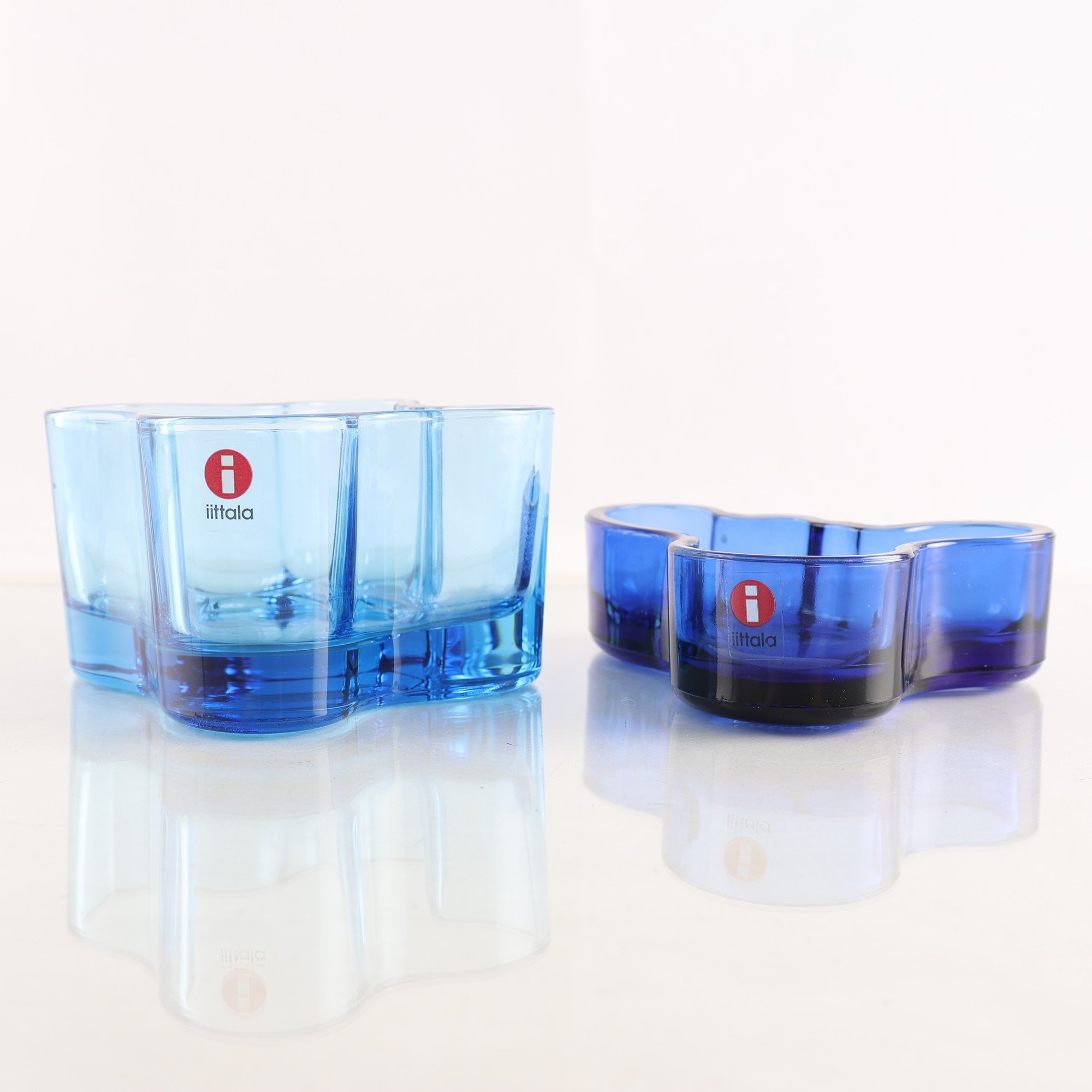 Skål och Ljuslykta, Iittala, Savoy, Alvar Aalto, Blå, Glas.