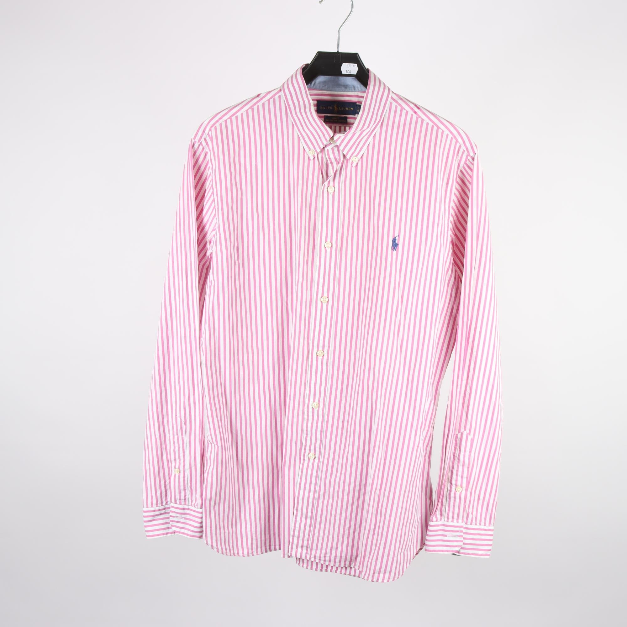 Skjorta, Ralph Lauren, rosa, vit, randig, stl. L