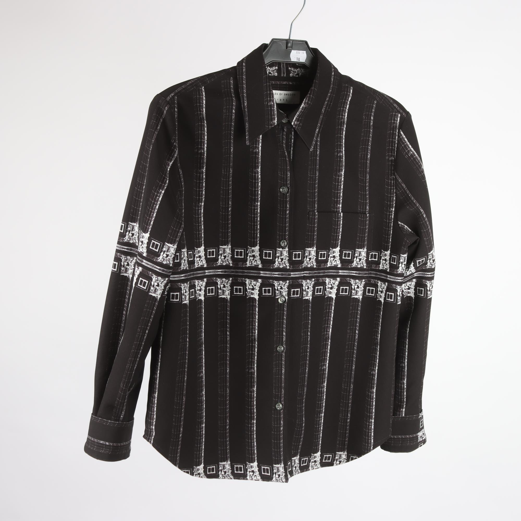 Blus, Tiiger of Sweden, svart, mönstrad, stl. 36