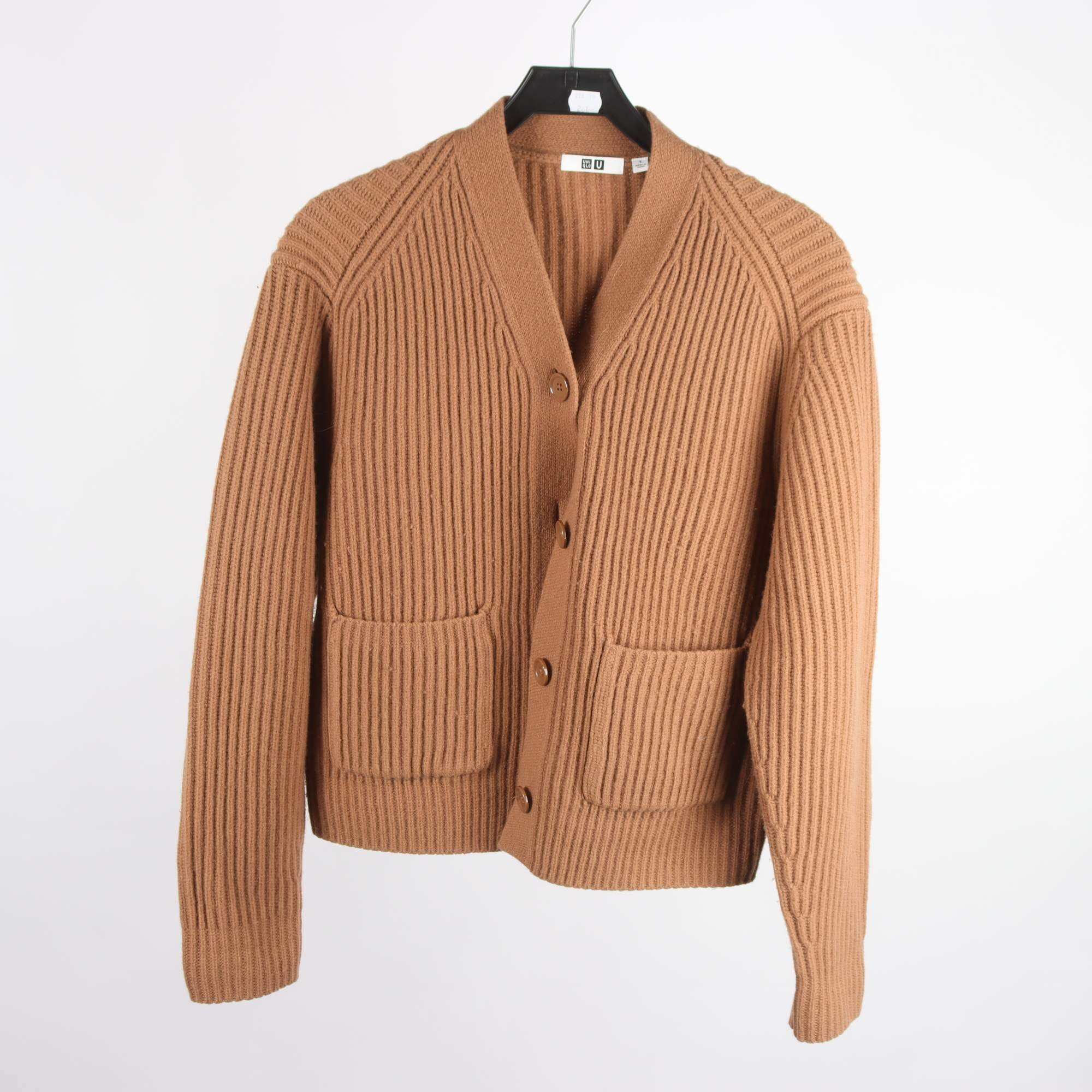 Kofta, Uniqlo, brun, 100% ull, stl. S.