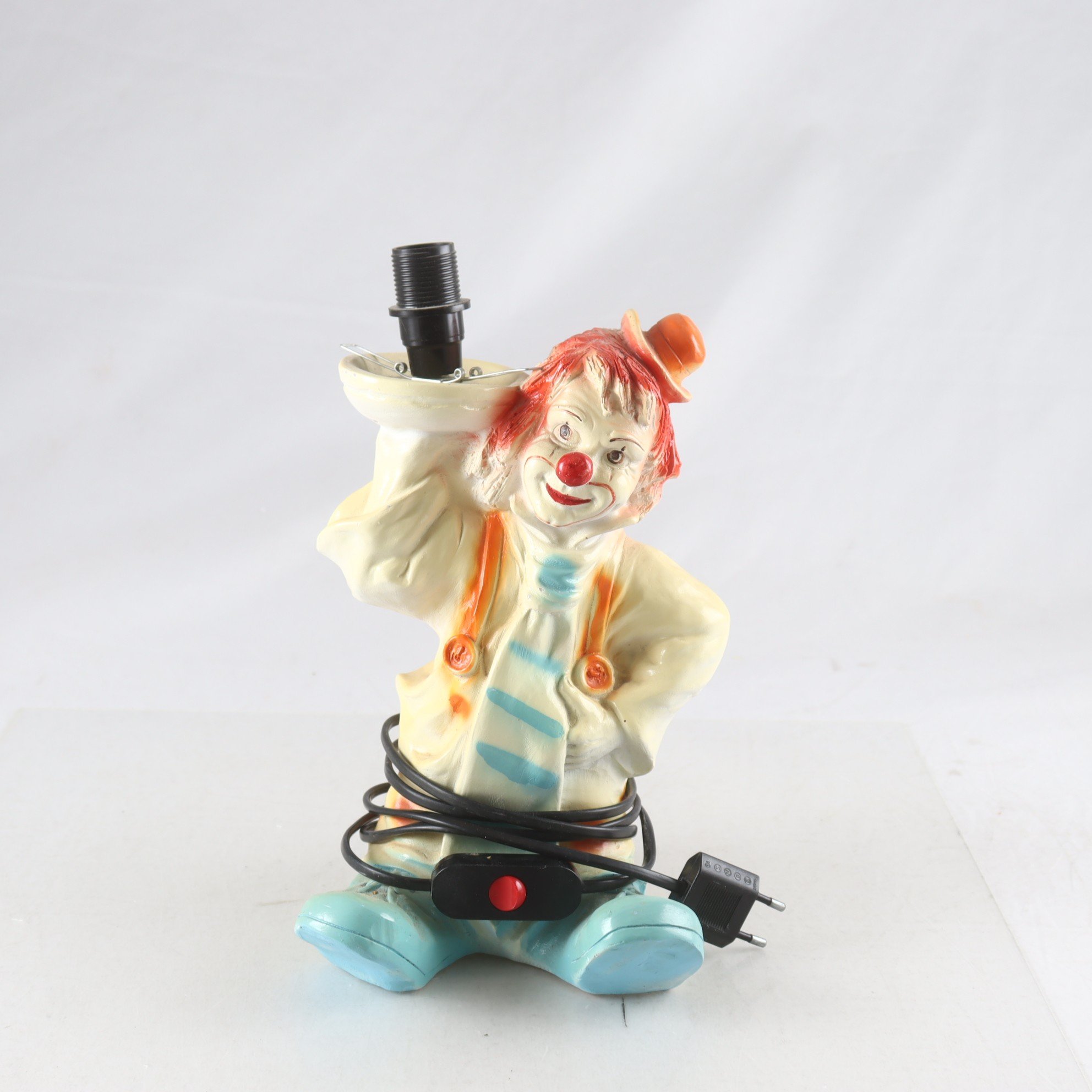 Bordslampa, Clown, gips, vintage. Samfraktas ej.