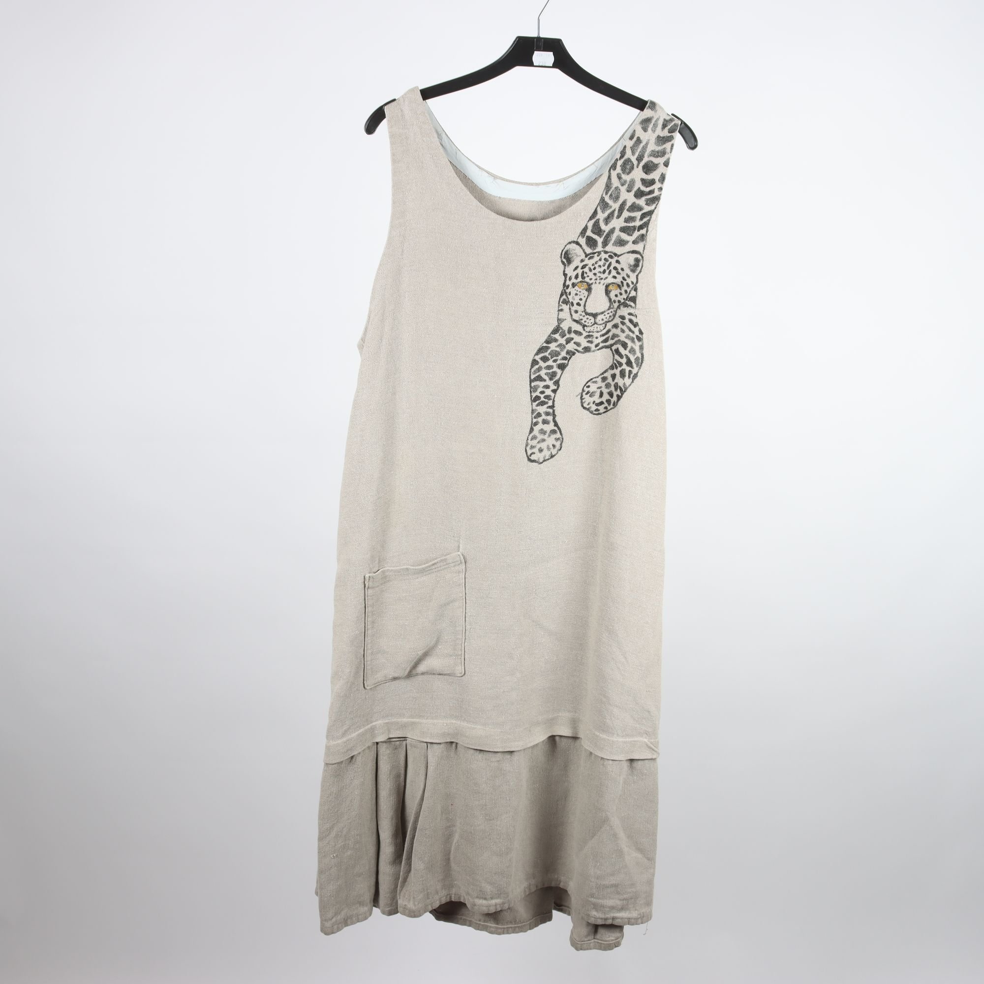 Klänning, Okänd, beige, lin, stl. ca. M.