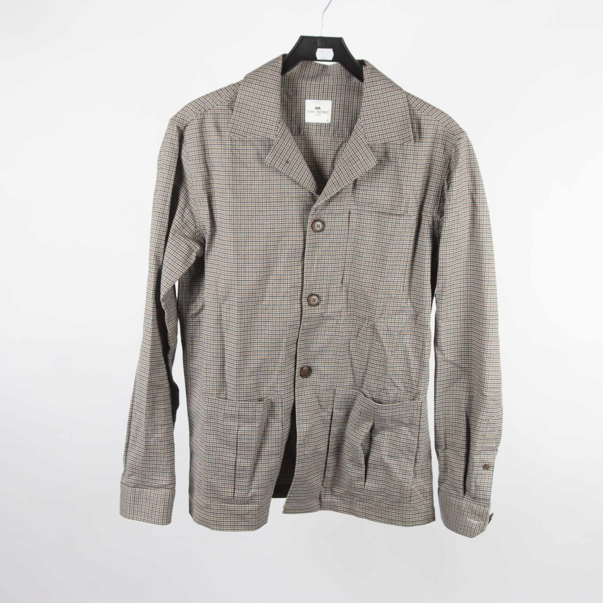 Worker Jacket, John Henric, rutig, grå, brun, stl. M.
