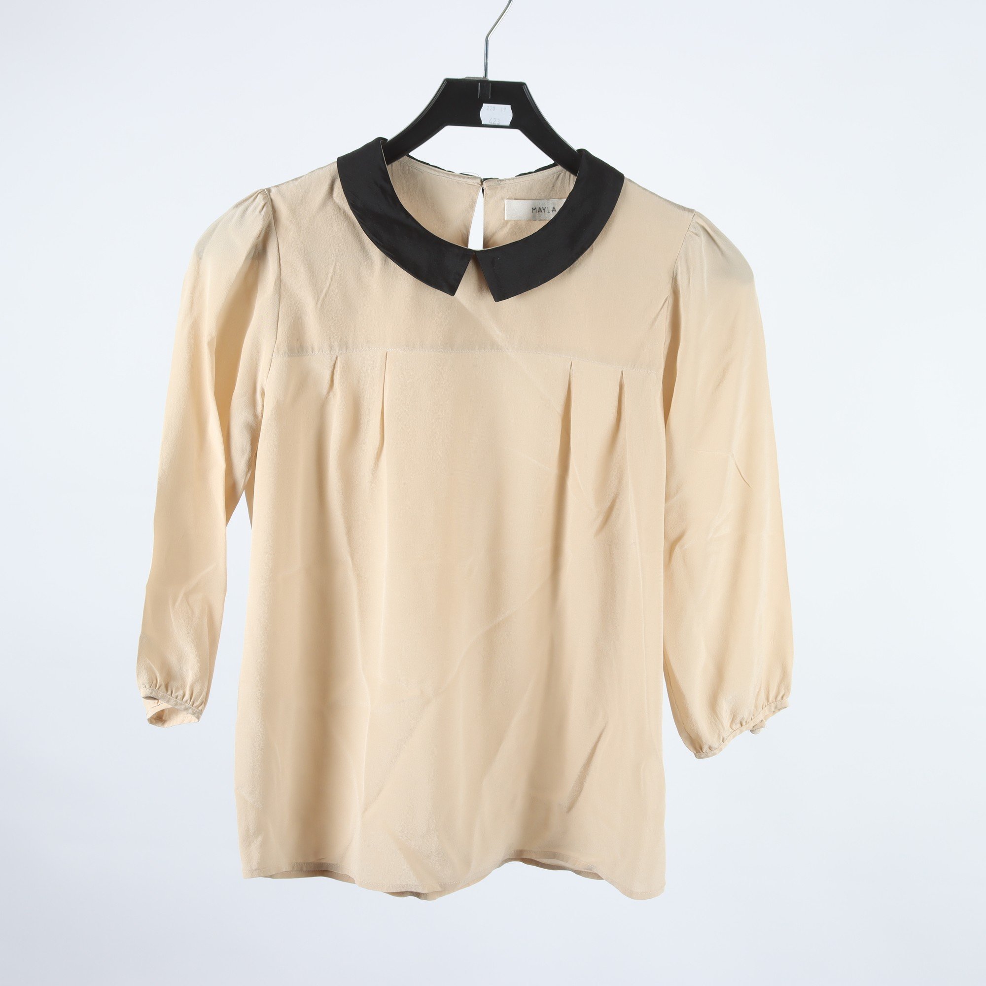 Blus, Mayla, beige, 100% silke, stl. 34.