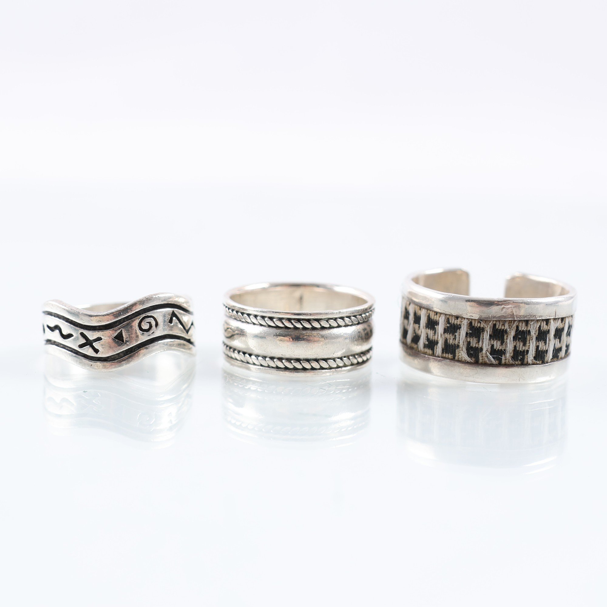 Ringar, silver 925, textil, brv: 13.8g