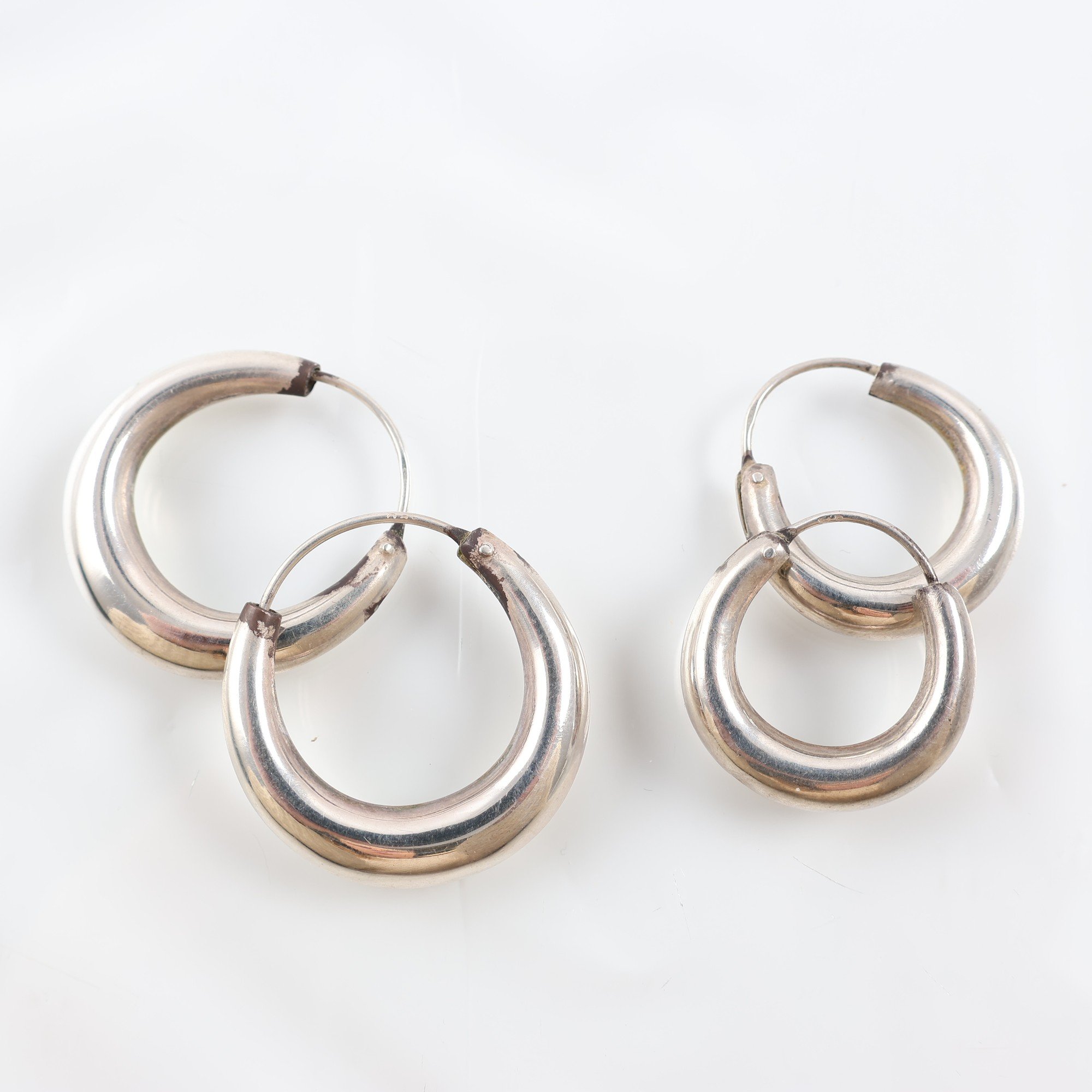 Örhängen, ringar, hoops, silver, vikt: 6.6g