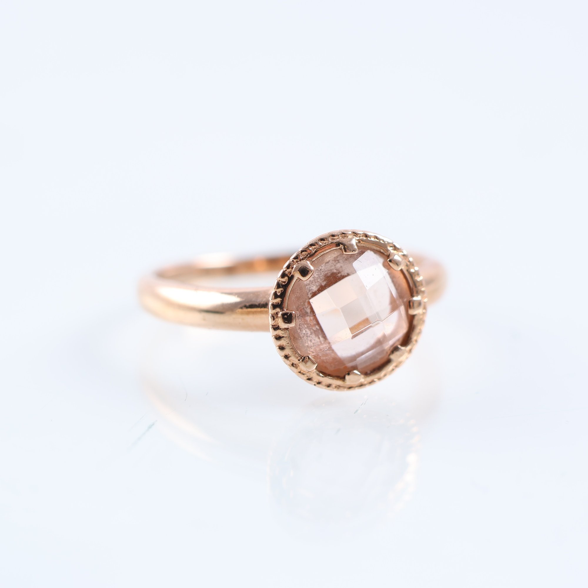 Ring, silver 925, förgylld, slipad sten, brv: 2.7g