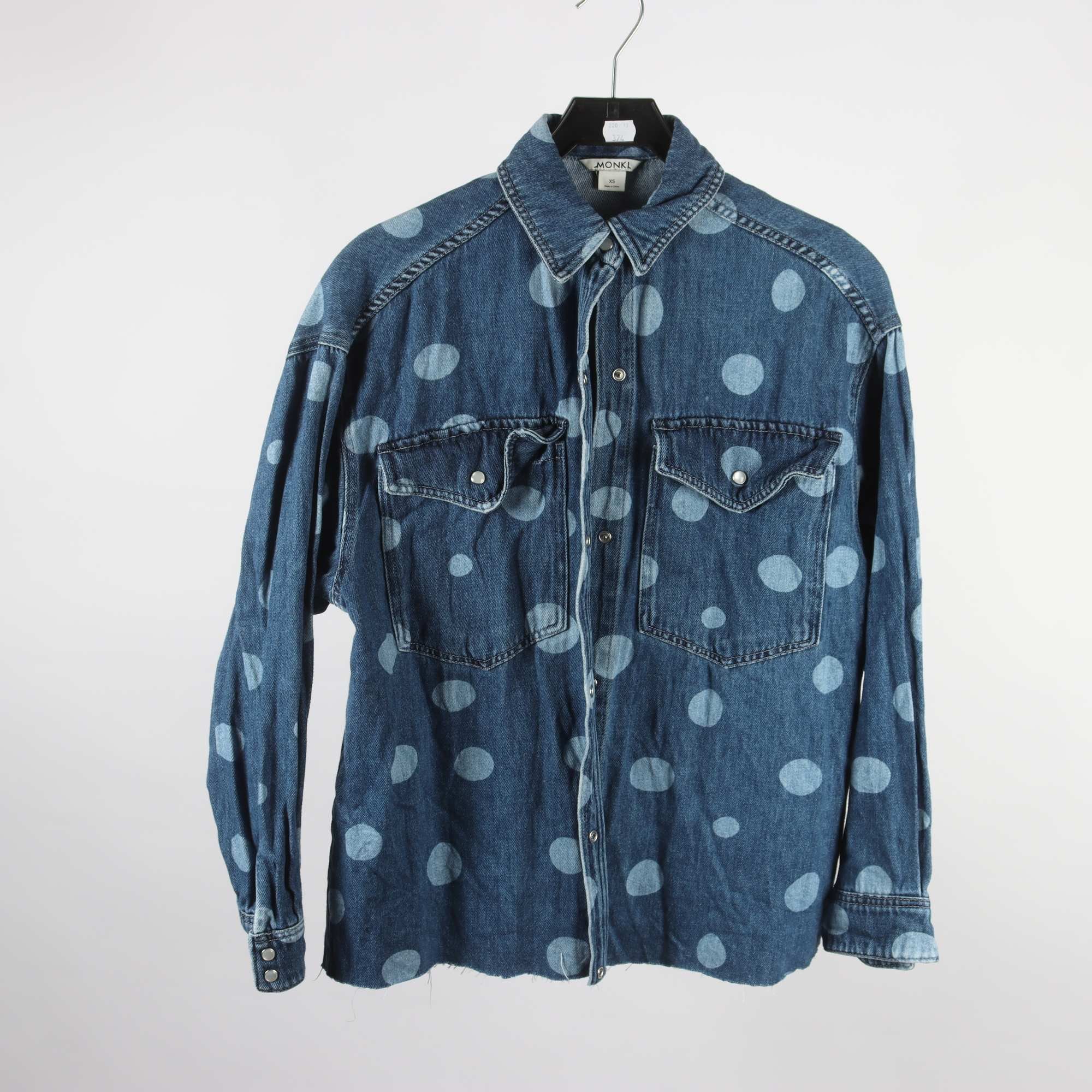 Jeansskjorta, Monki, prickig, blå, stl. XS.