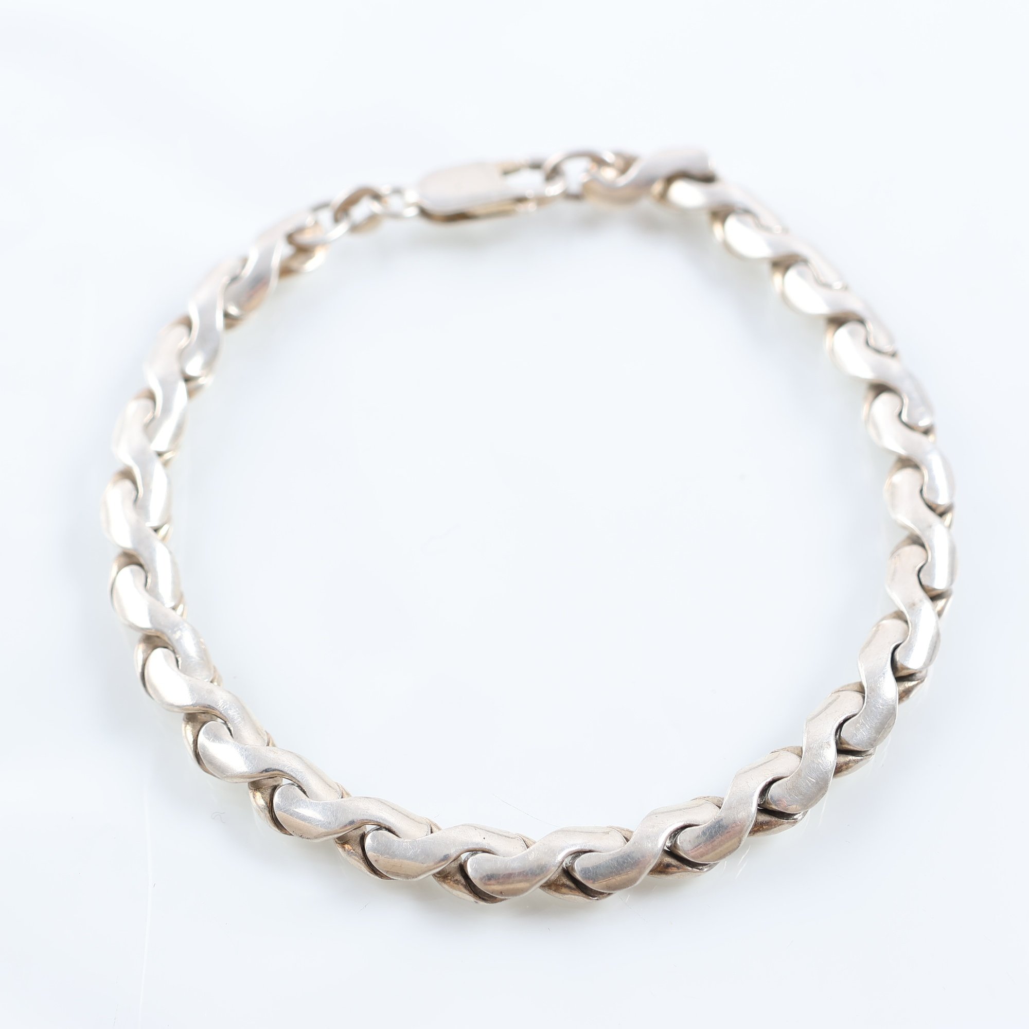 Kubanskt länkarmband, silver, vikt: 16.4g