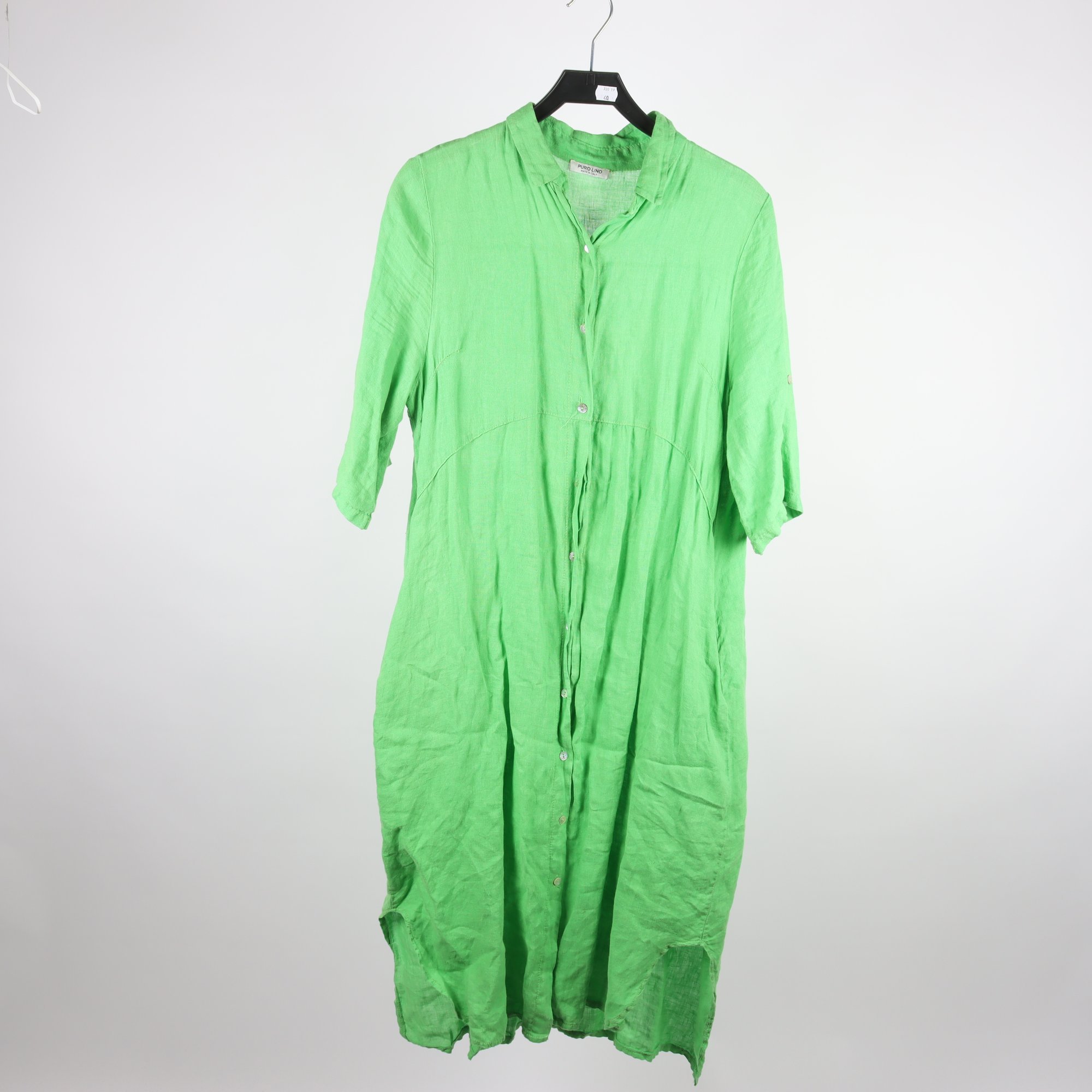 Klänning, Made in Italy, grön, 100% linne, stl. S/M