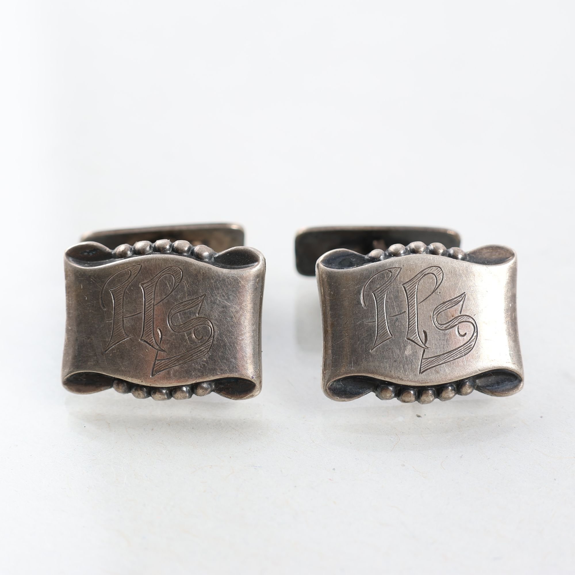 Silvermanschettknappar, vintage, stämplade GD & Co, kattfot, 1947.