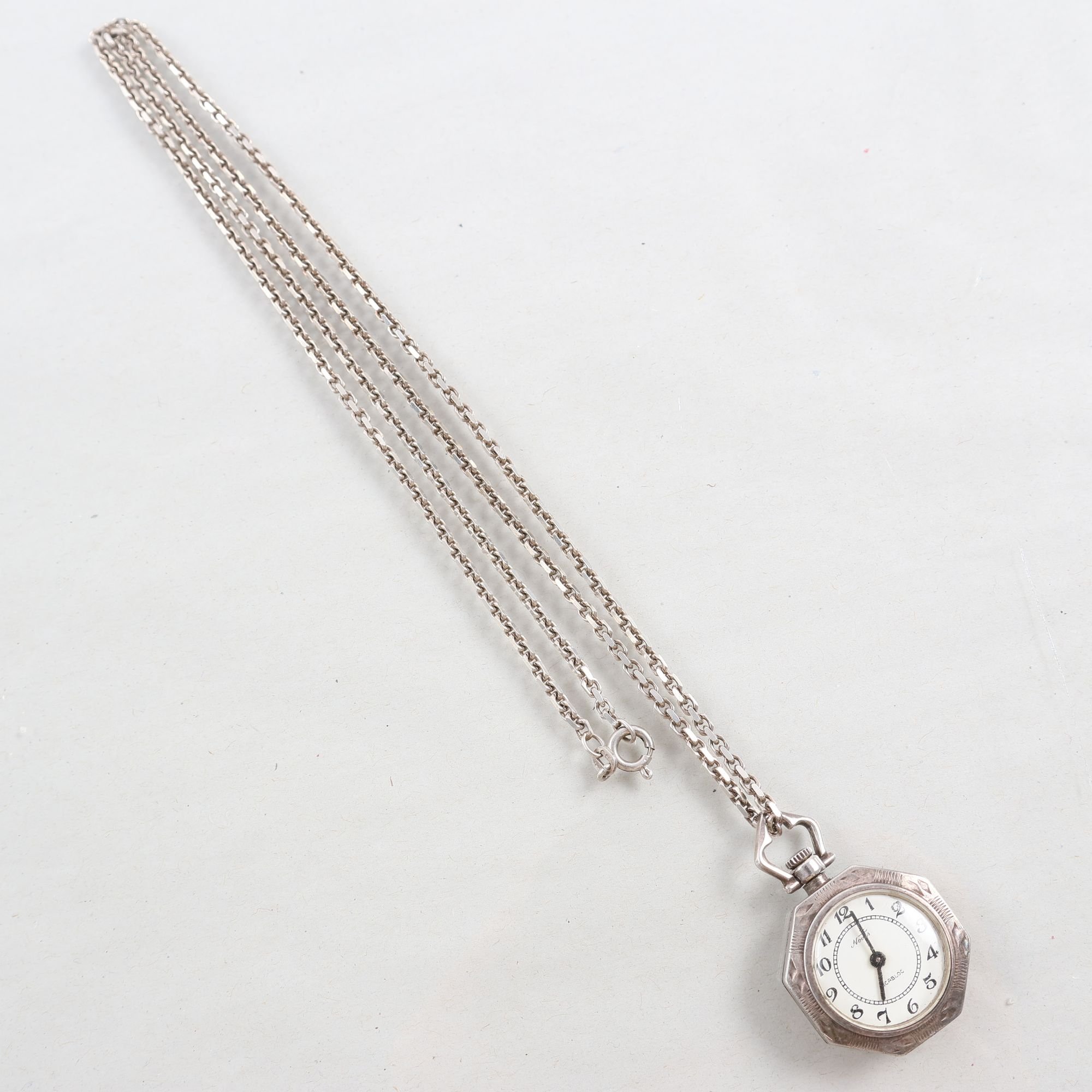Silverhänge med kedja, Klocka, vintage, silver 925.