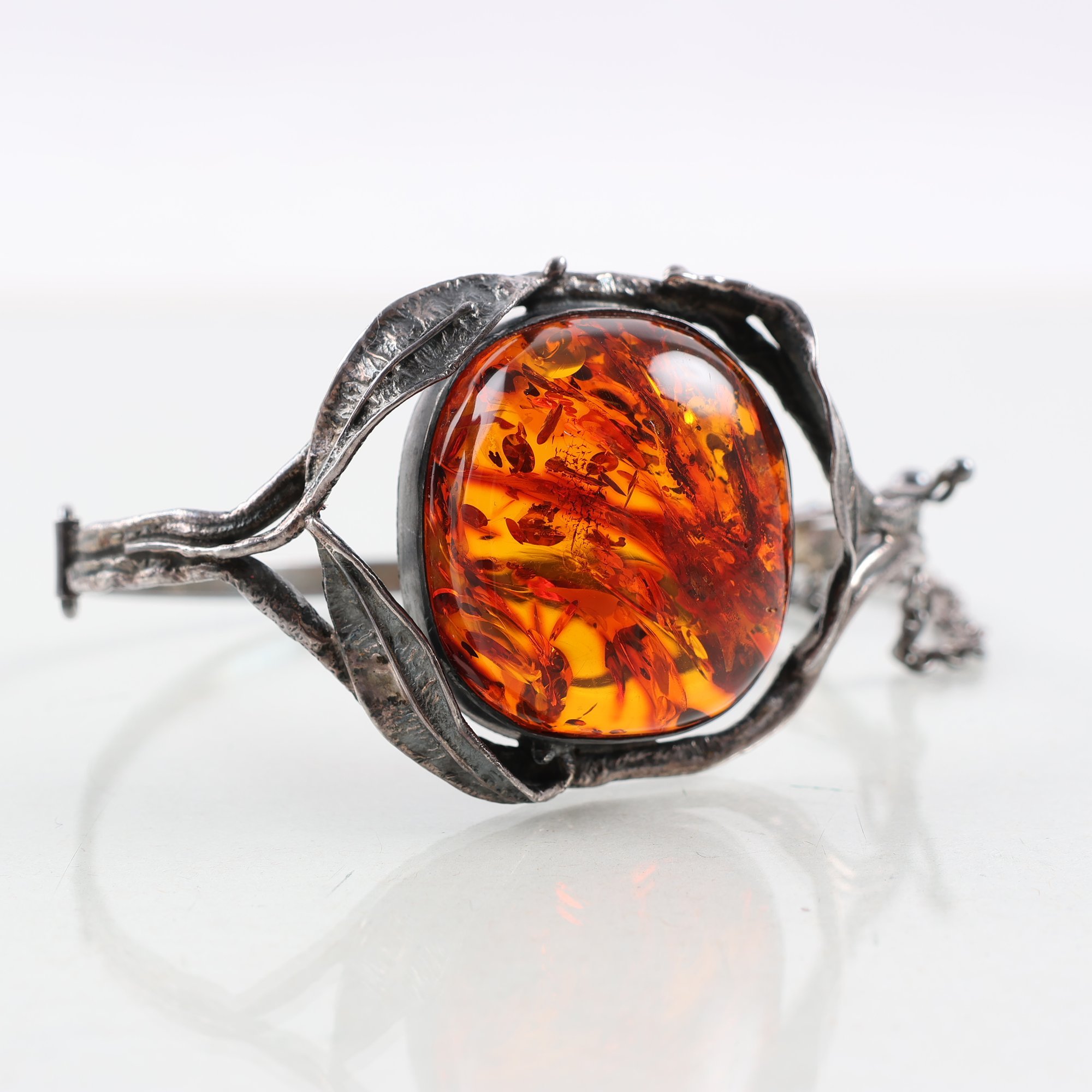 Armring, Öppningsbart, Silver 925, Bärnsten.