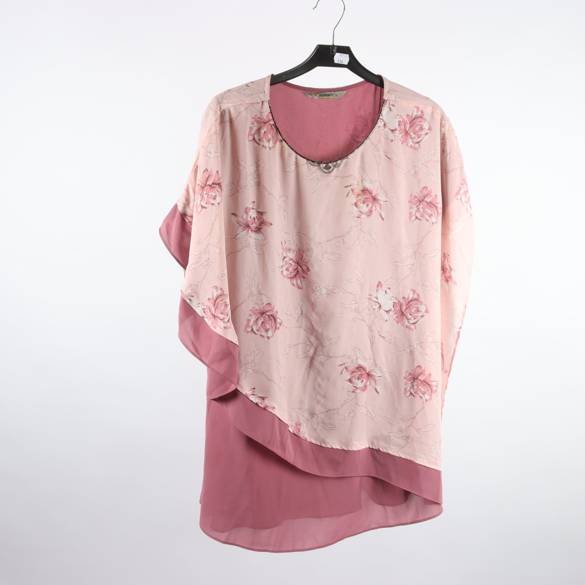 Blus, Milan, rosa, blommig, stl. L