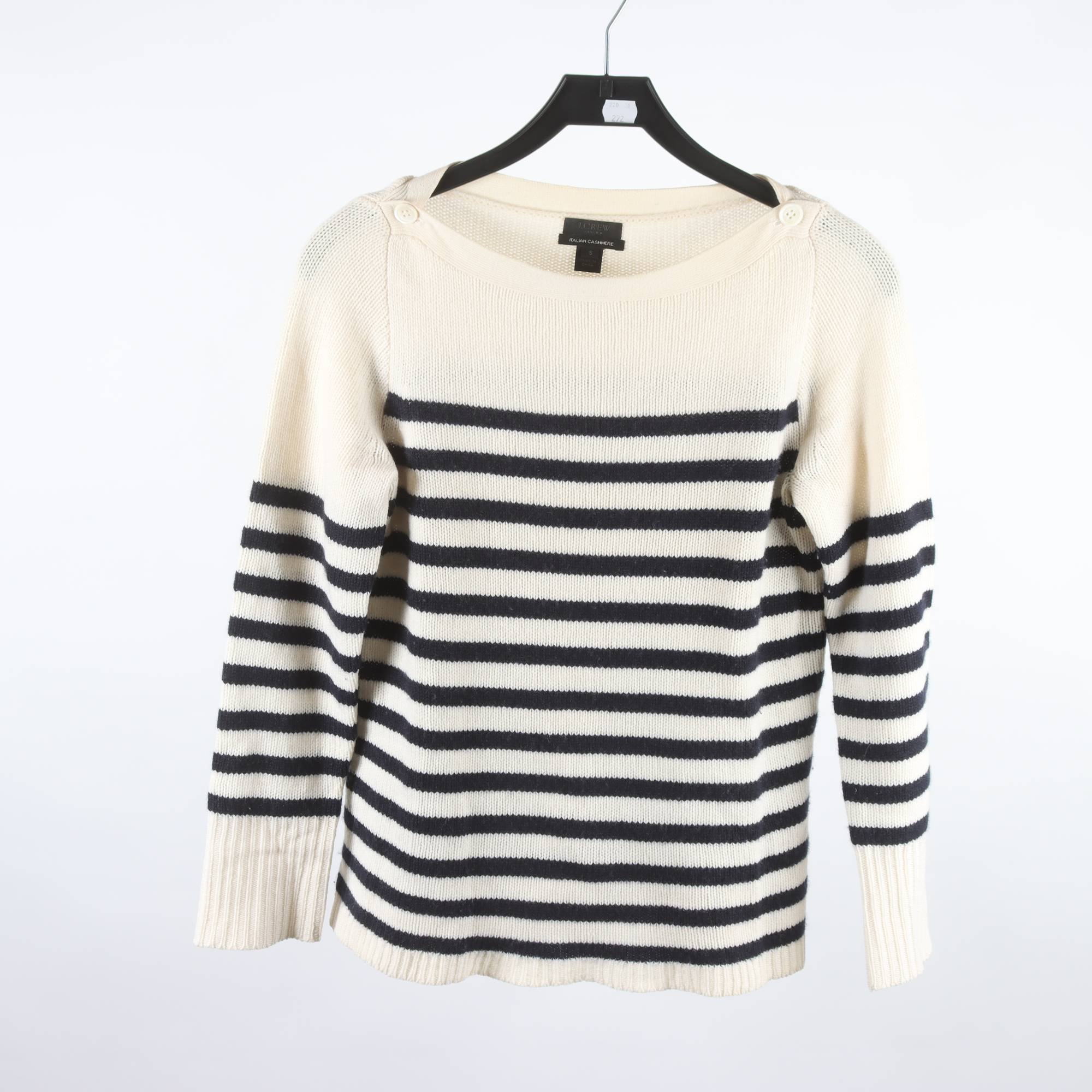 Tröja, J.Crew, randig, vit, blå, 100& cashmere, stl. S.