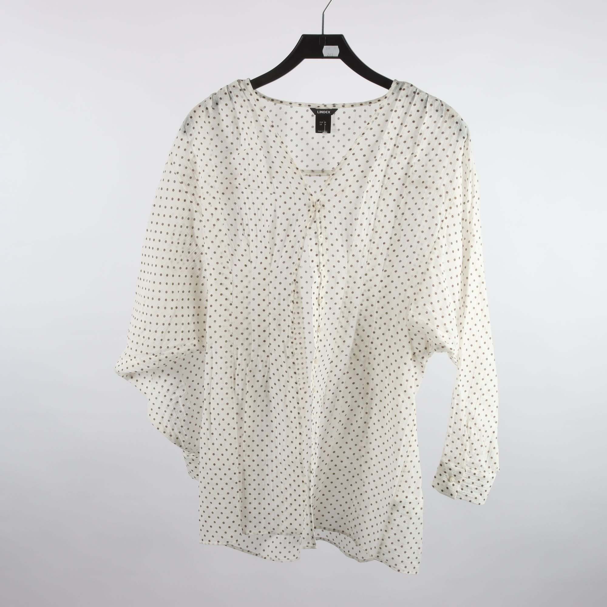 Blus, Lindex, prickig, vit, stl. M.