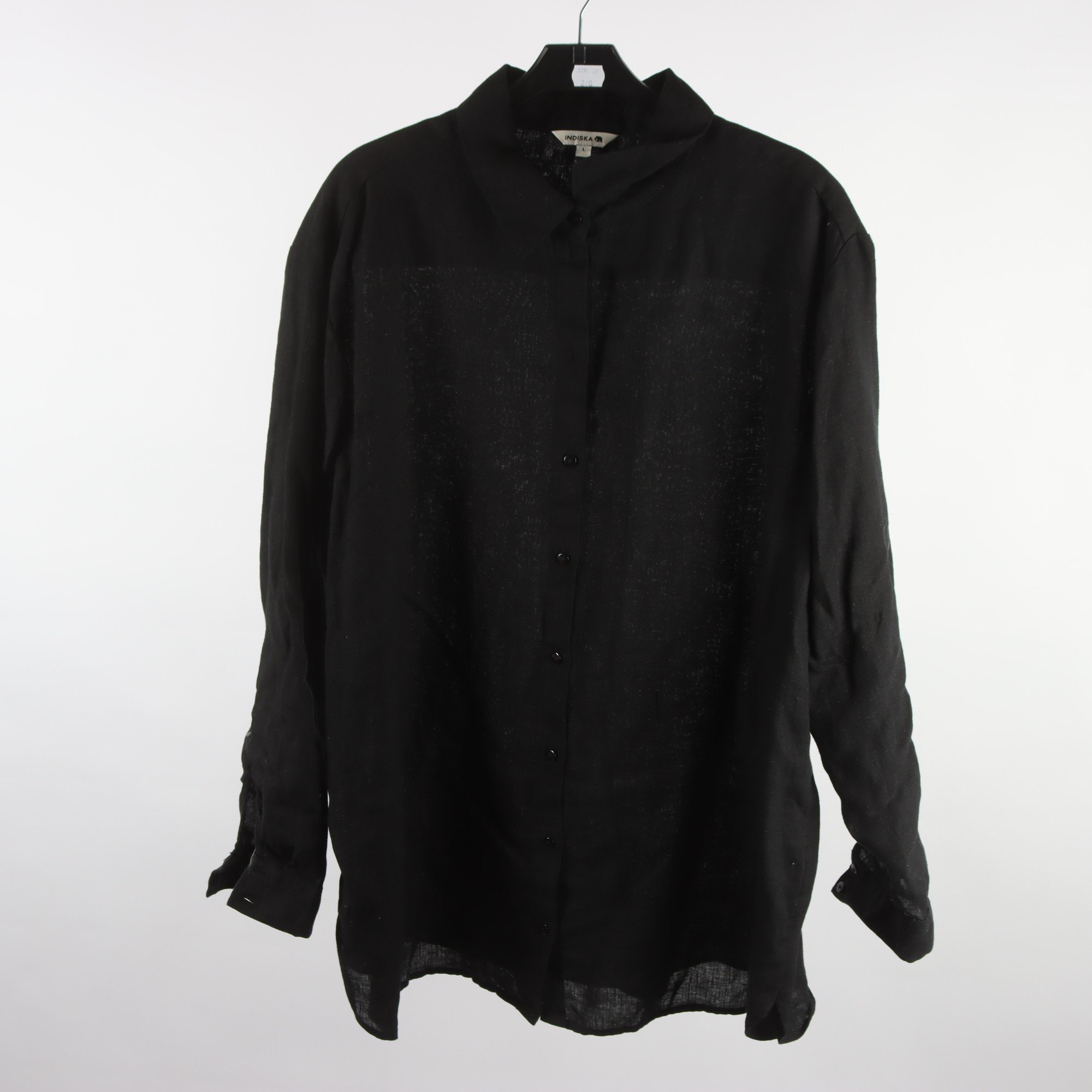 Blus, Indiska, svart, 100% lin, stl. L.