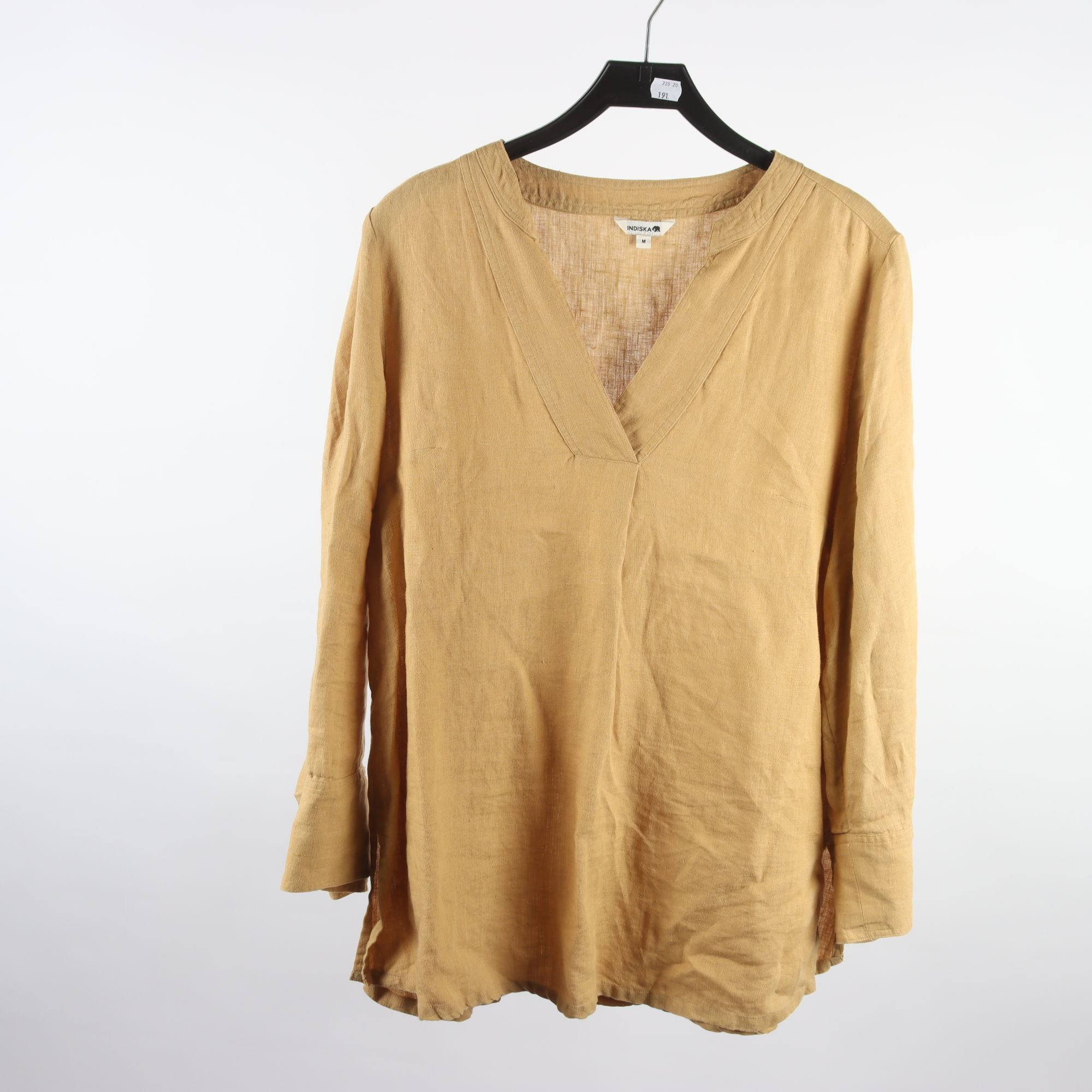 blus/tunika, Indiska, ljusbrun, 100% linne, stl. M