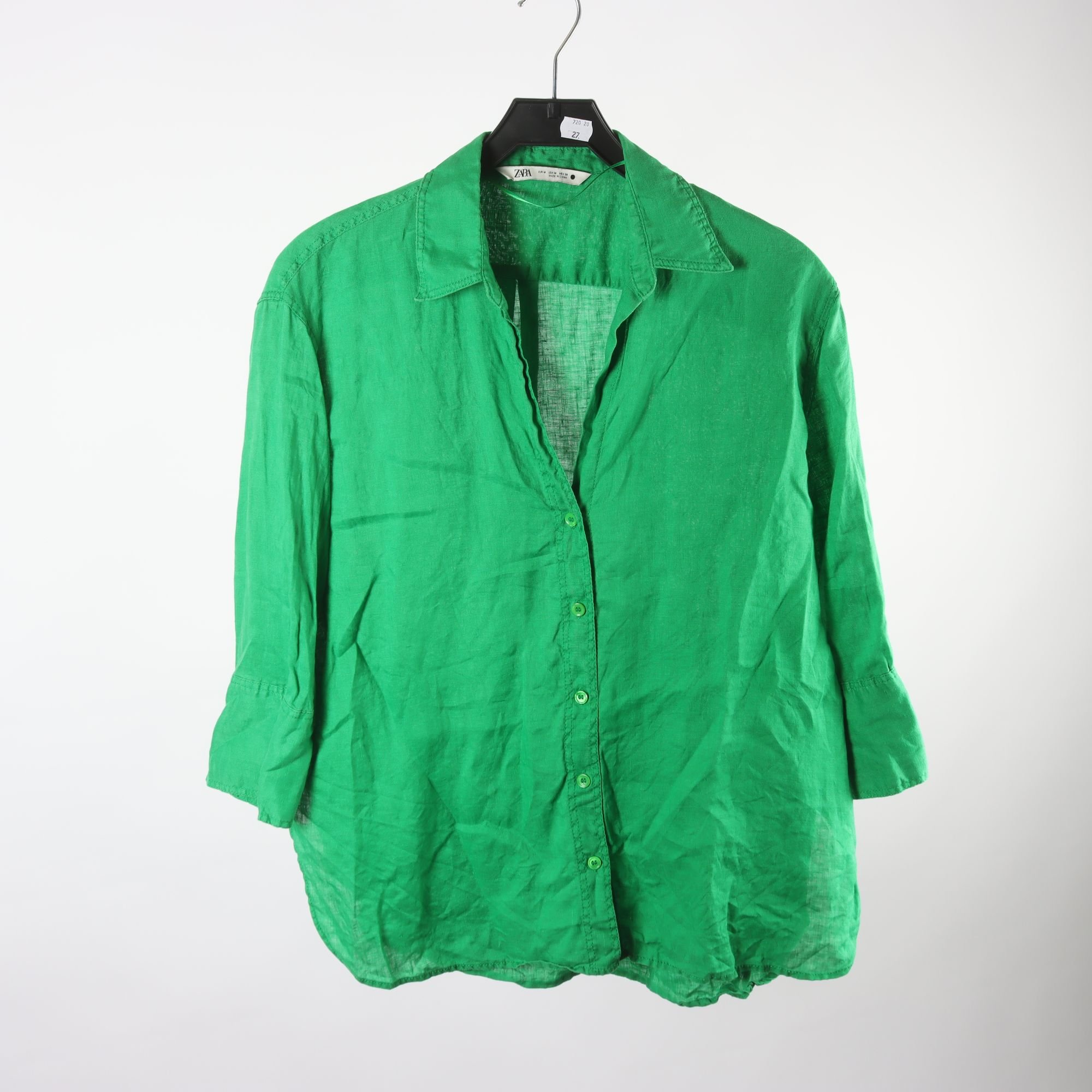 Blus, Zara, grön, 100% linne, stl. M
