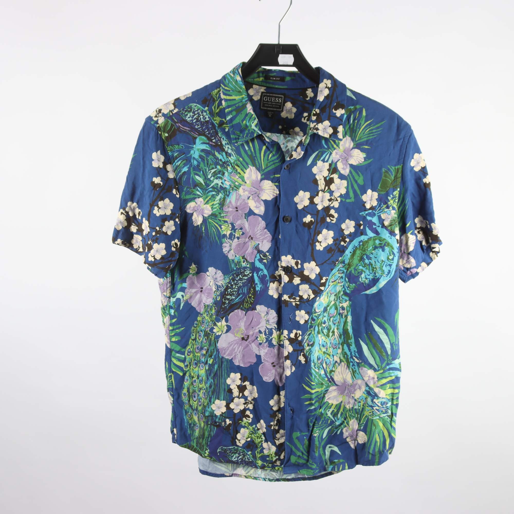 Skjorta, Guess, blommig, blå, slim fit, stl. M.