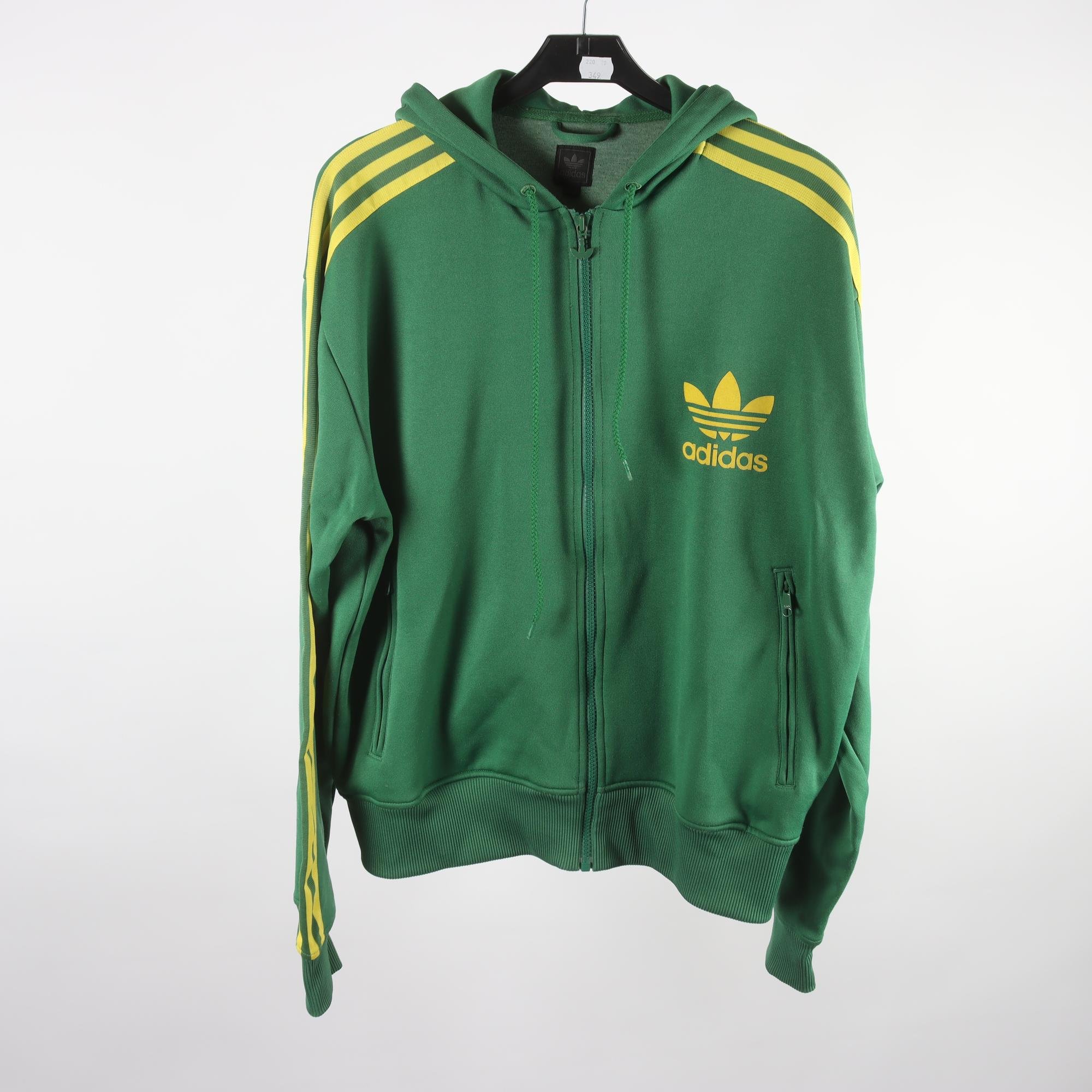Träningsjacka, Adidas, grön, gul, stl. L.