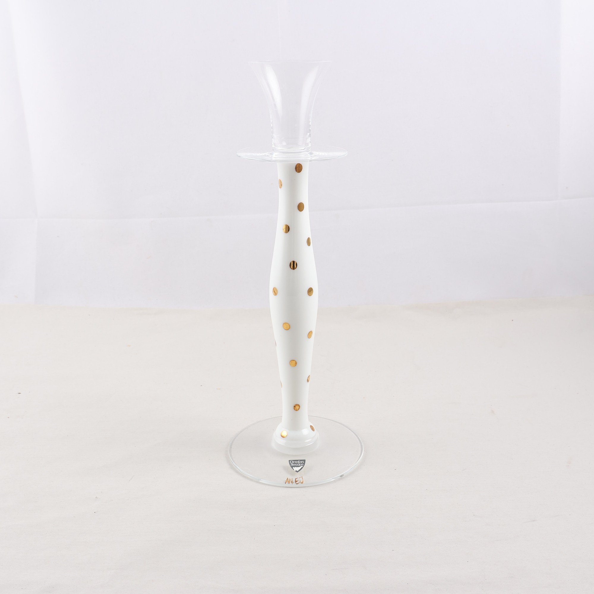 Ljusstake, Orrefrors, ’celeste’ Anne Nilsson. Samfraktas ej