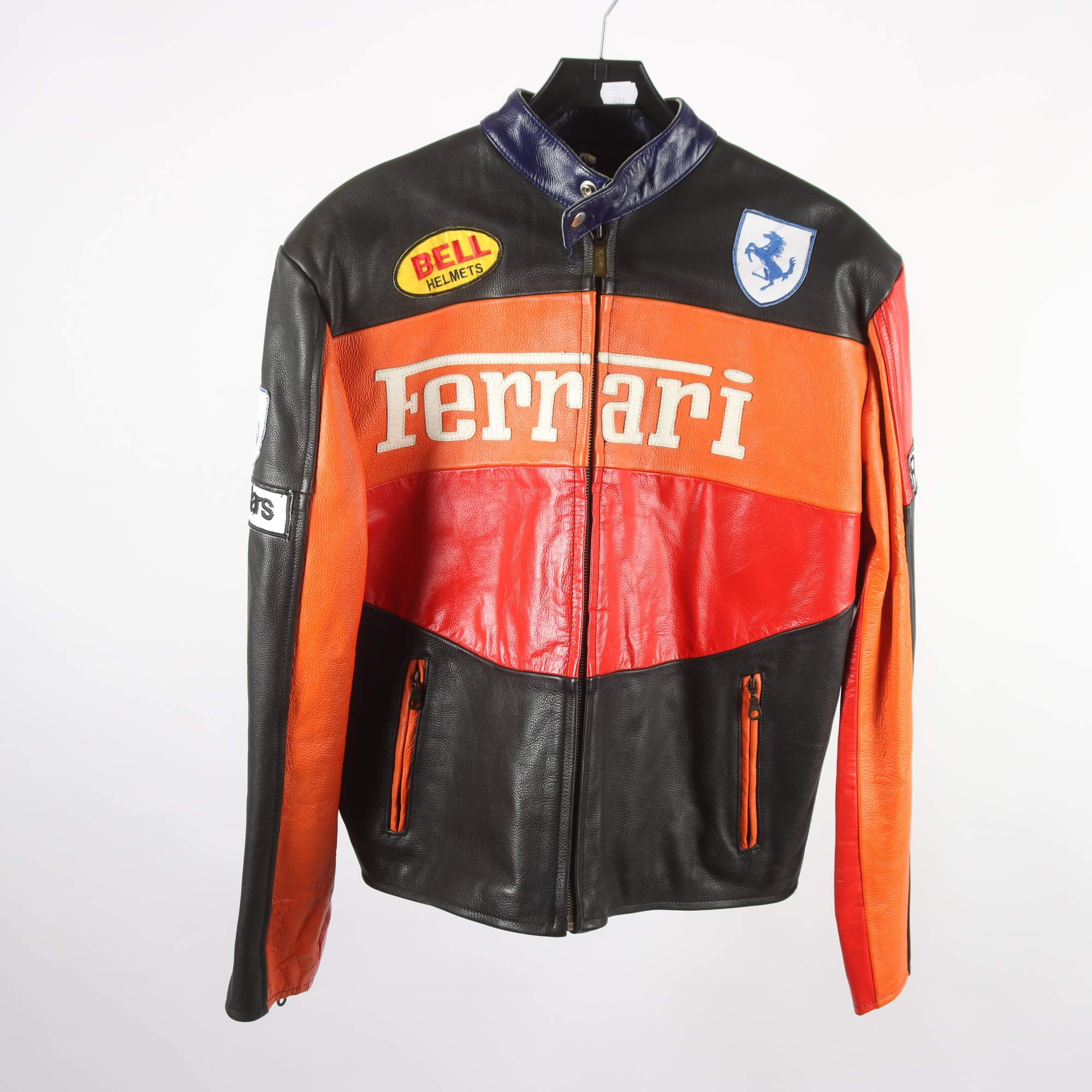 Skinnjacka, Ferrari, svart, röd, orange, stl. XL.
