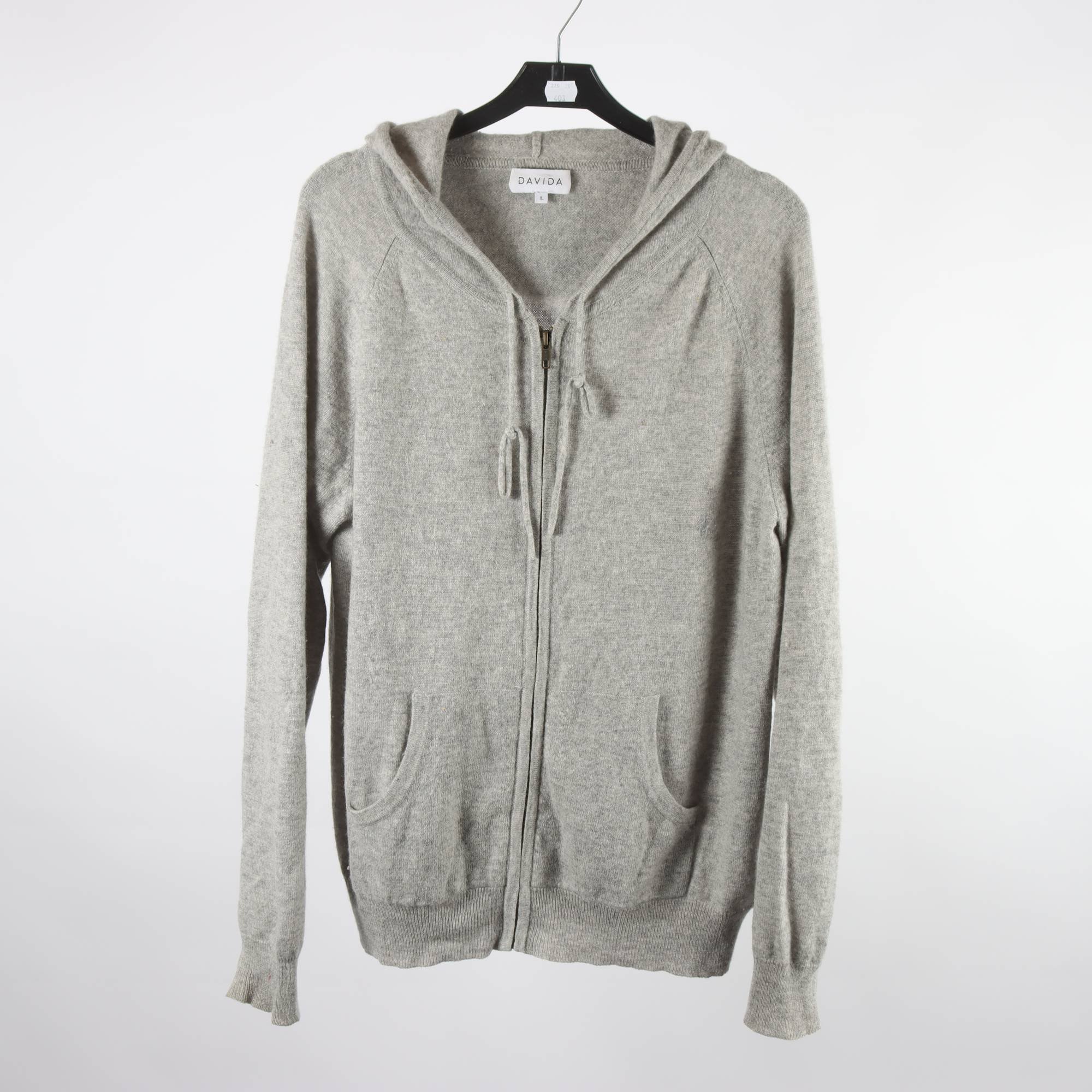 Hoodie, Davida, grå, 100% cashmere, stl. L.