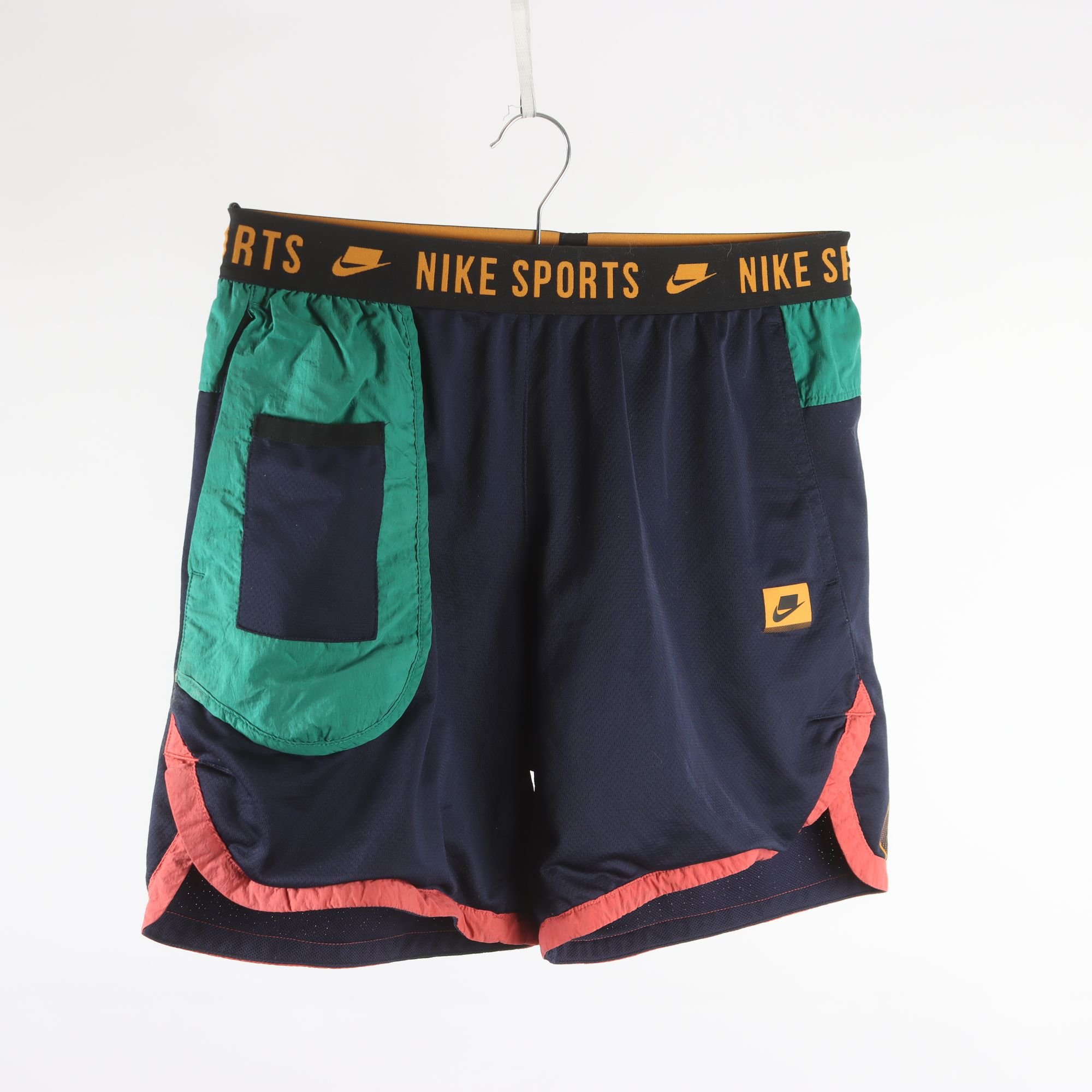 Träningsshorts, Nike, blå, grön, stl. M.
